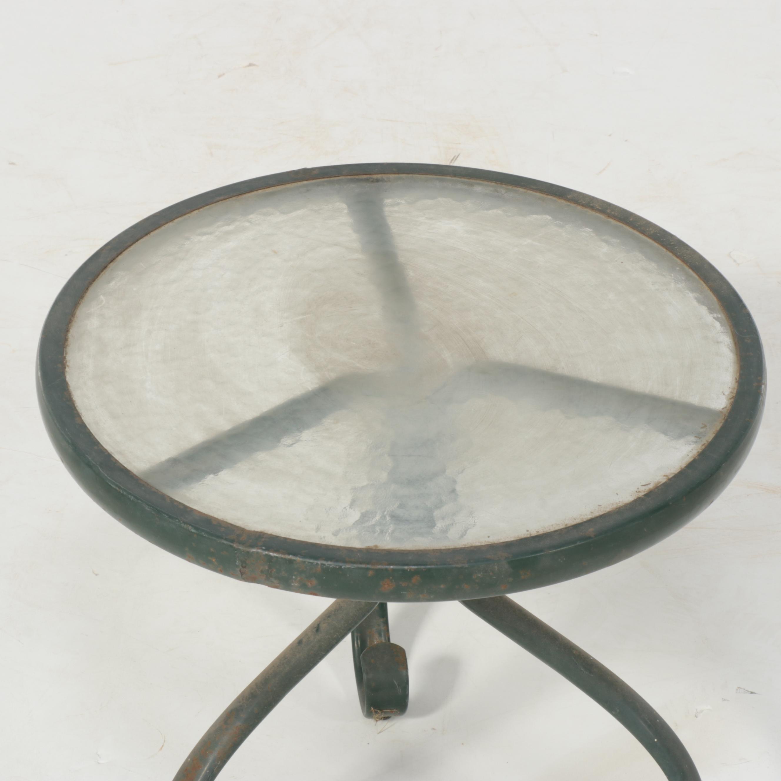 Metal Mesh Patio Sling Rocker Chairs and Side Table