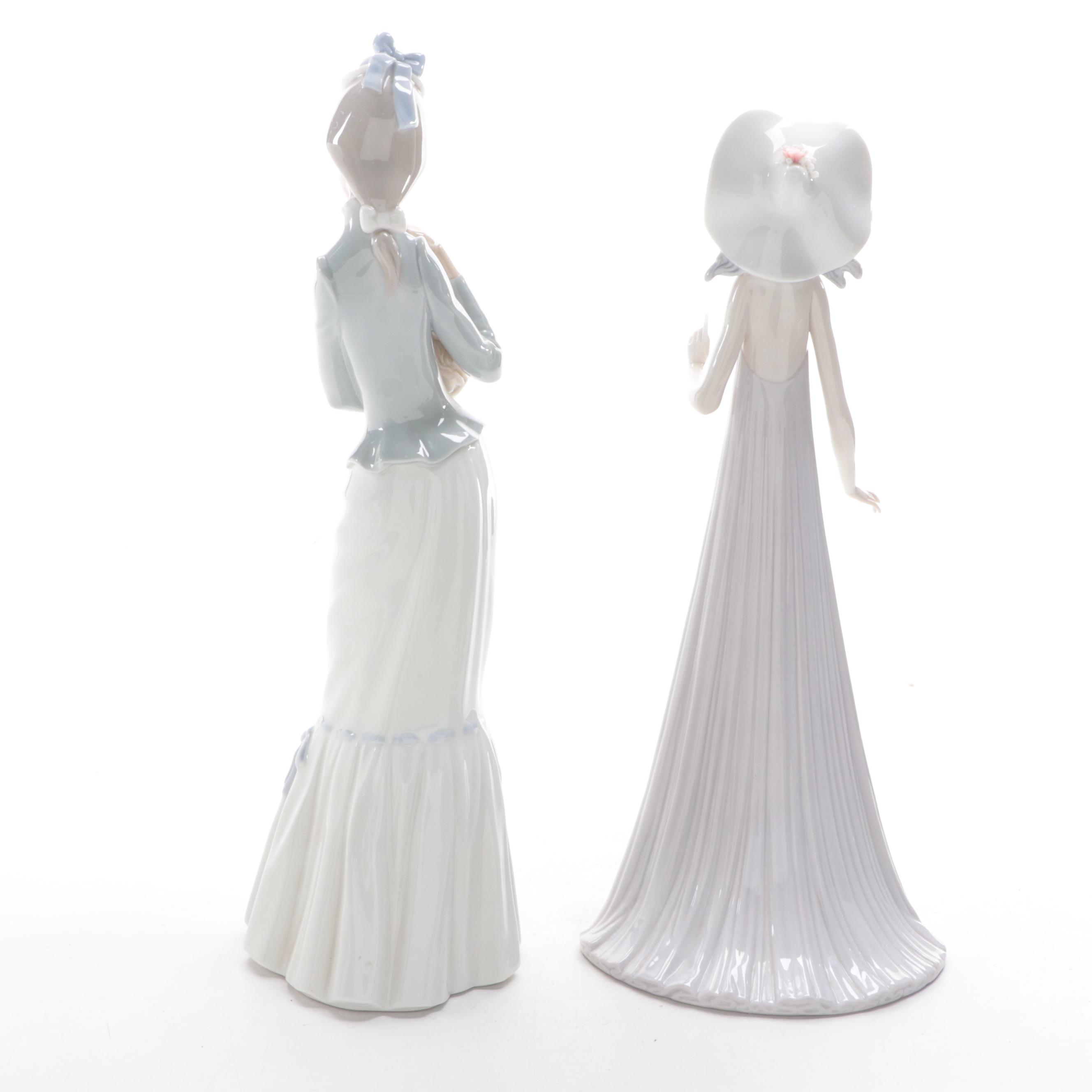 Lladro "The Debutante" and "A Walk With The Dog" Porcelain Figurines EBTH