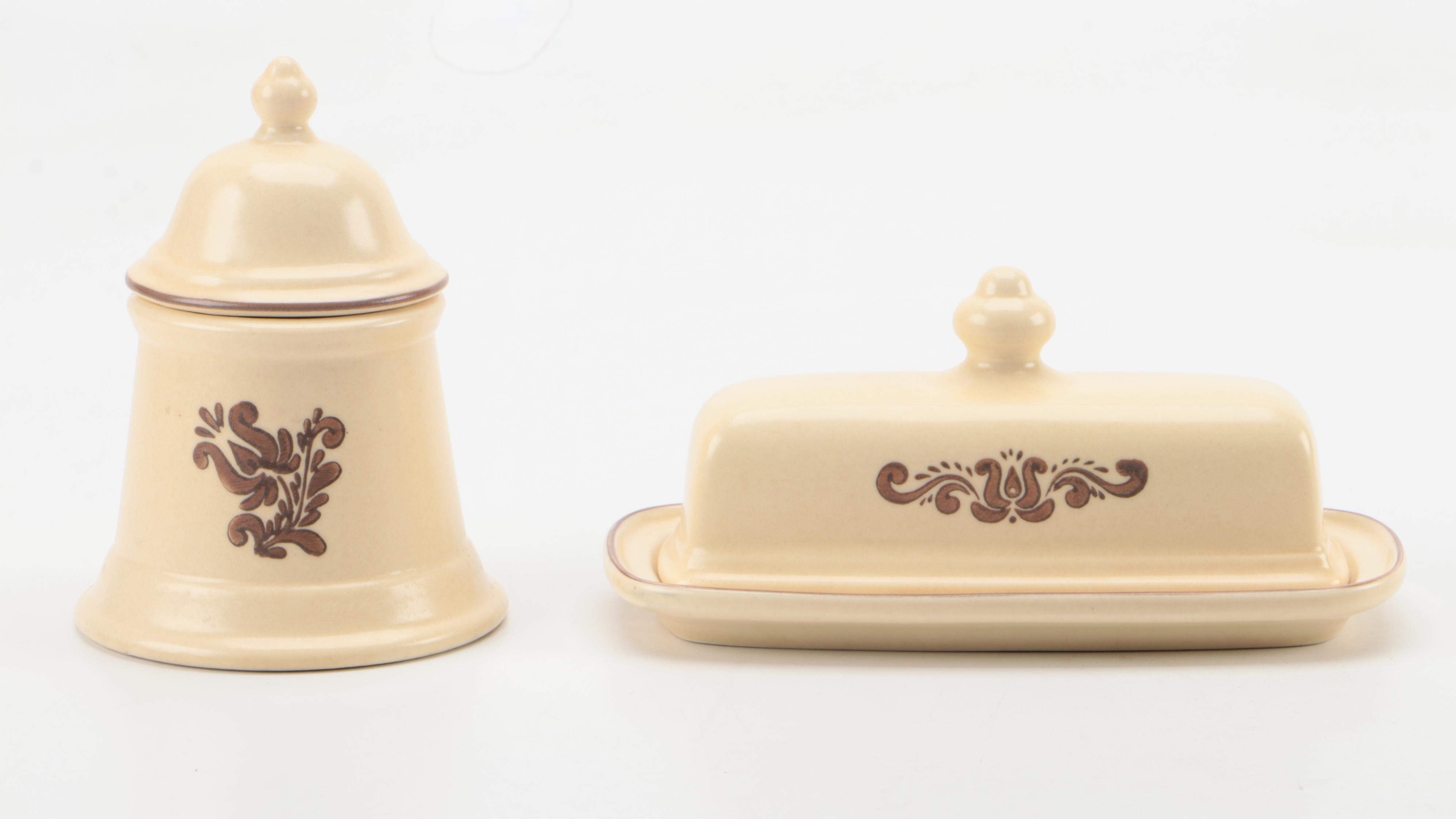 Pfaltzgraff "Village" Ceramic Bread and Butter Plates, Butter Tray and