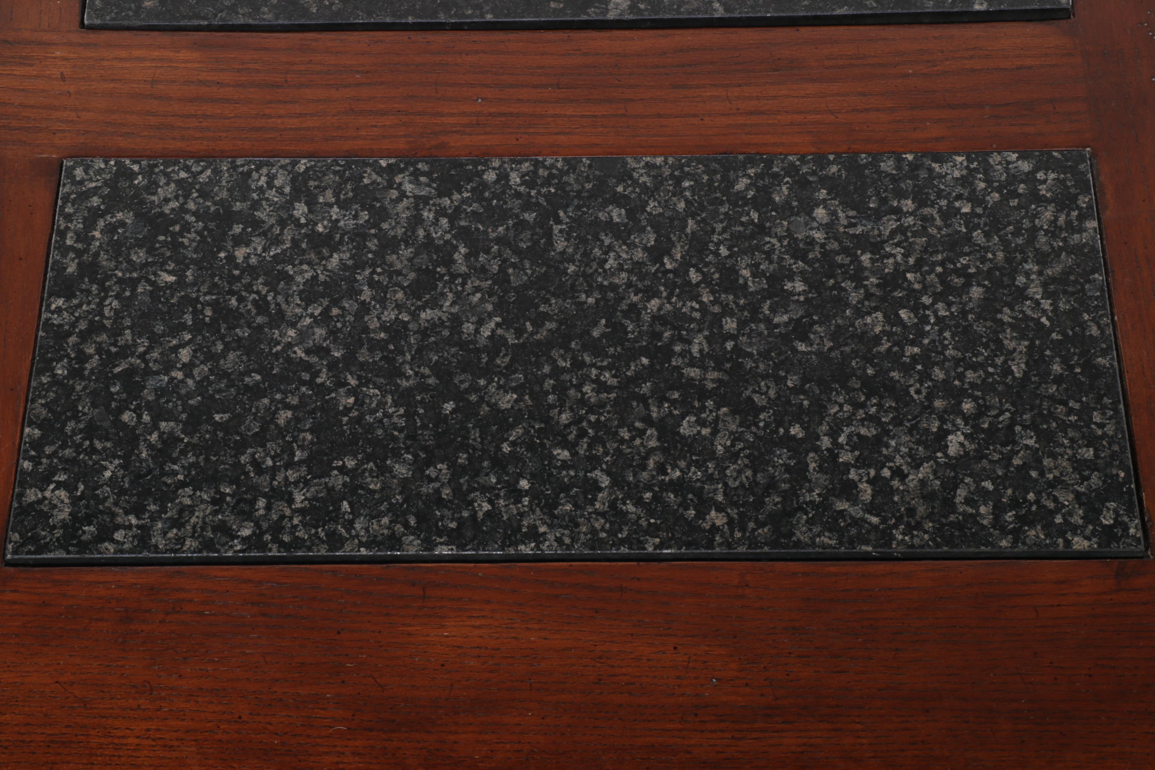 Walnut Finished Coffee Table with Stone Inserts