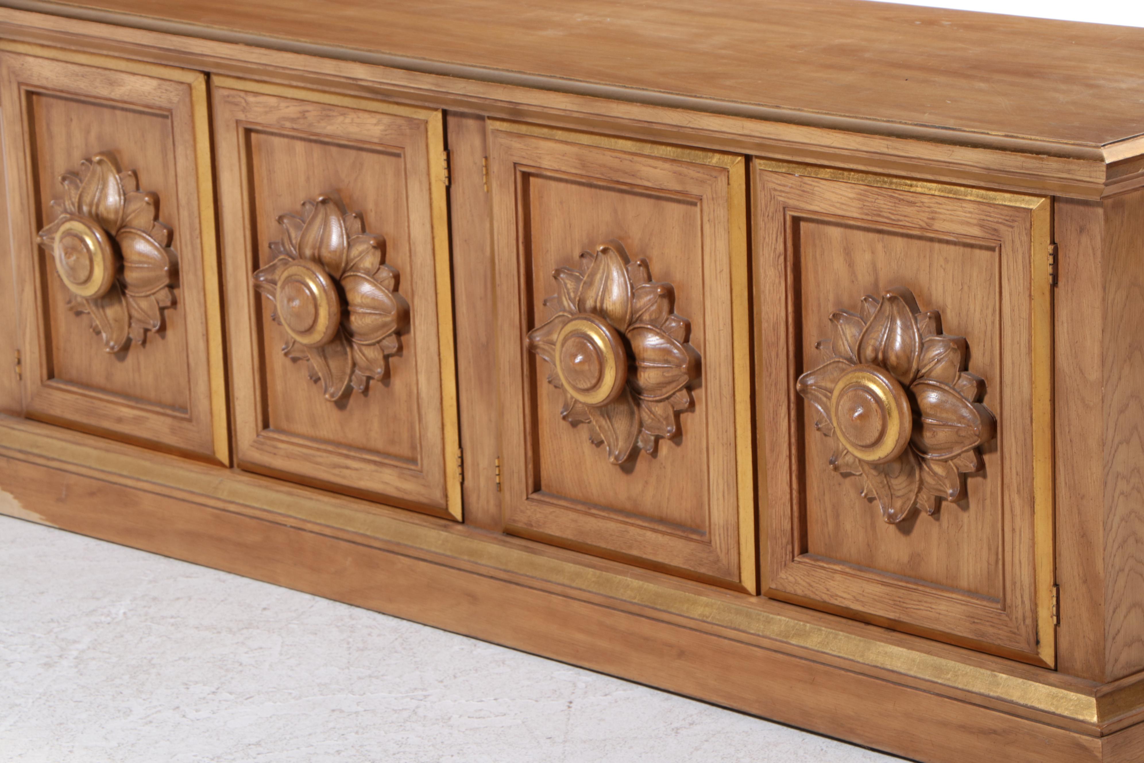 Drexel "Et Cetera" Oak and Parcel-Gilt Credenza, Mid-20th Century