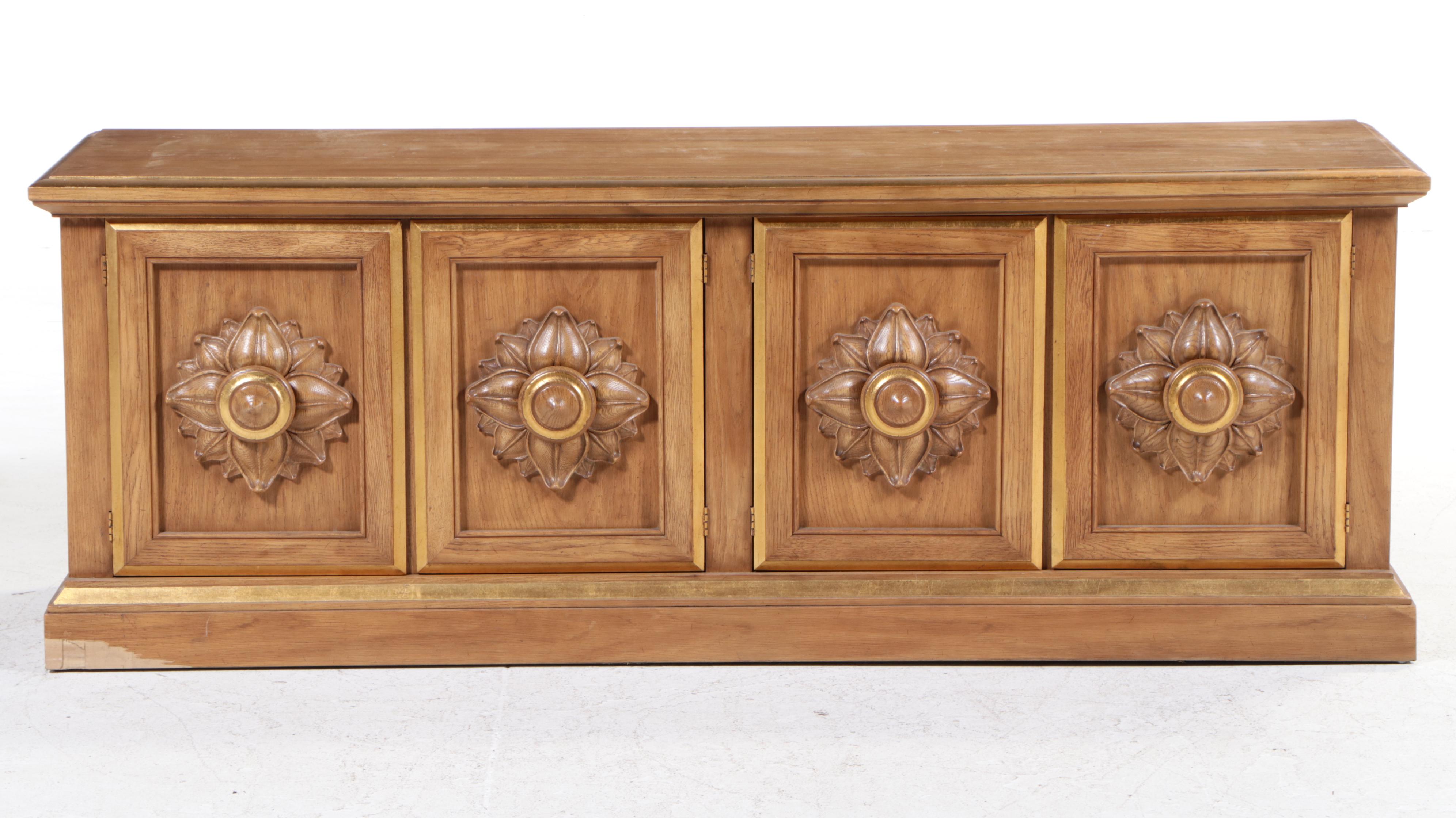Drexel "Et Cetera" Oak and Parcel-Gilt Credenza, Mid-20th Century