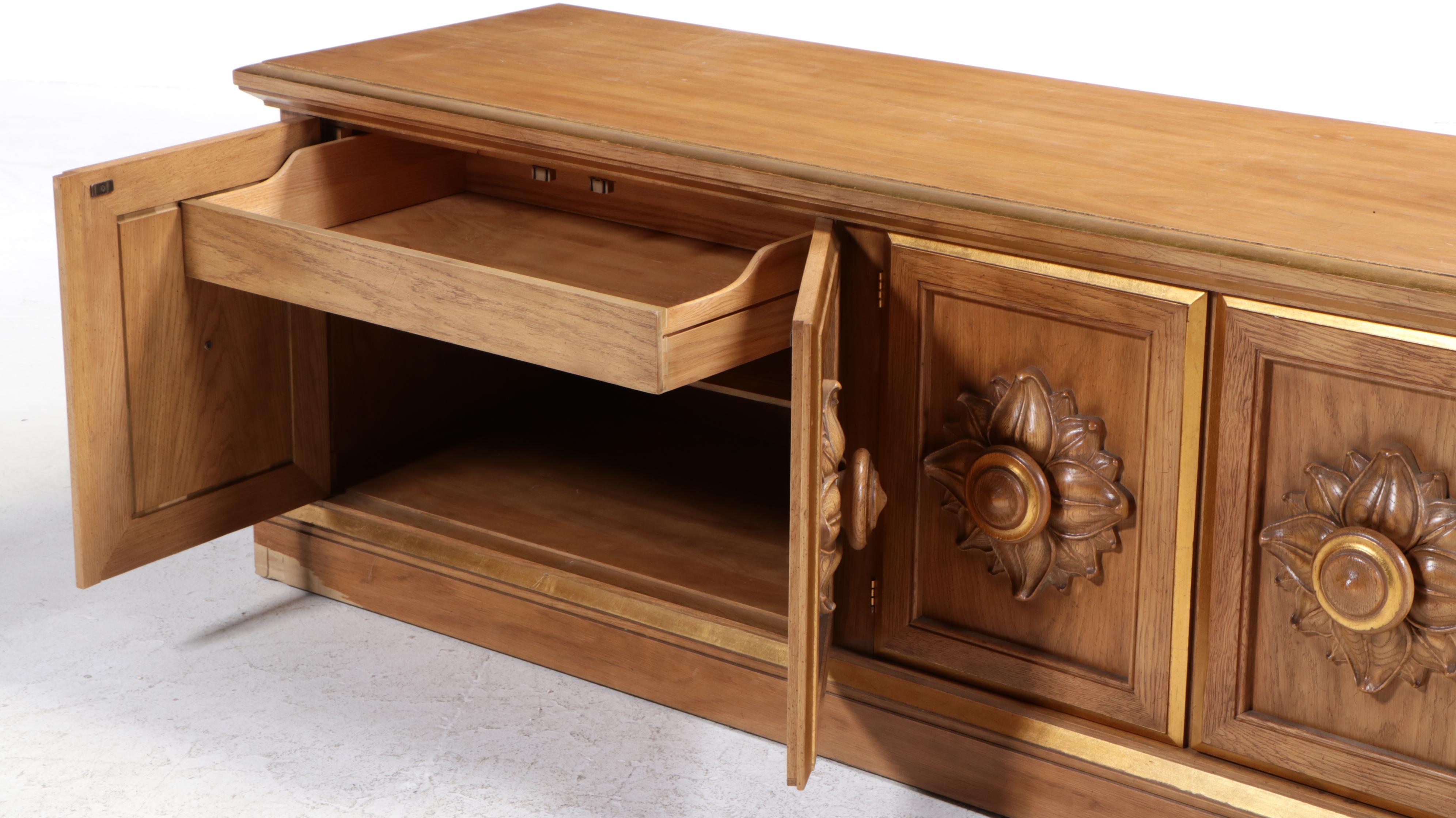 Drexel "Et Cetera" Oak and Parcel-Gilt Credenza, Mid-20th Century