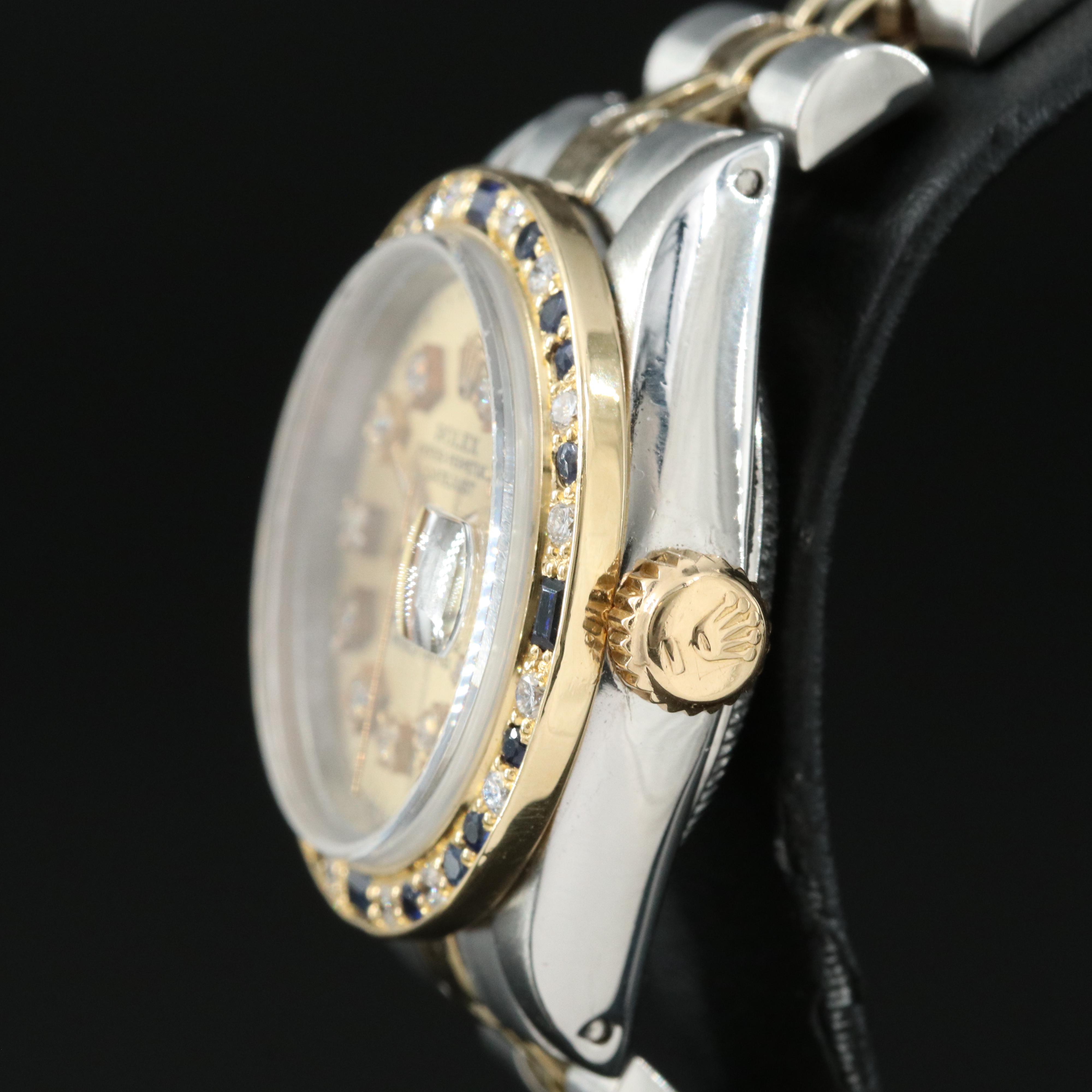 1980 Rolex Custom Diamond and Sapphire Datejust Watch