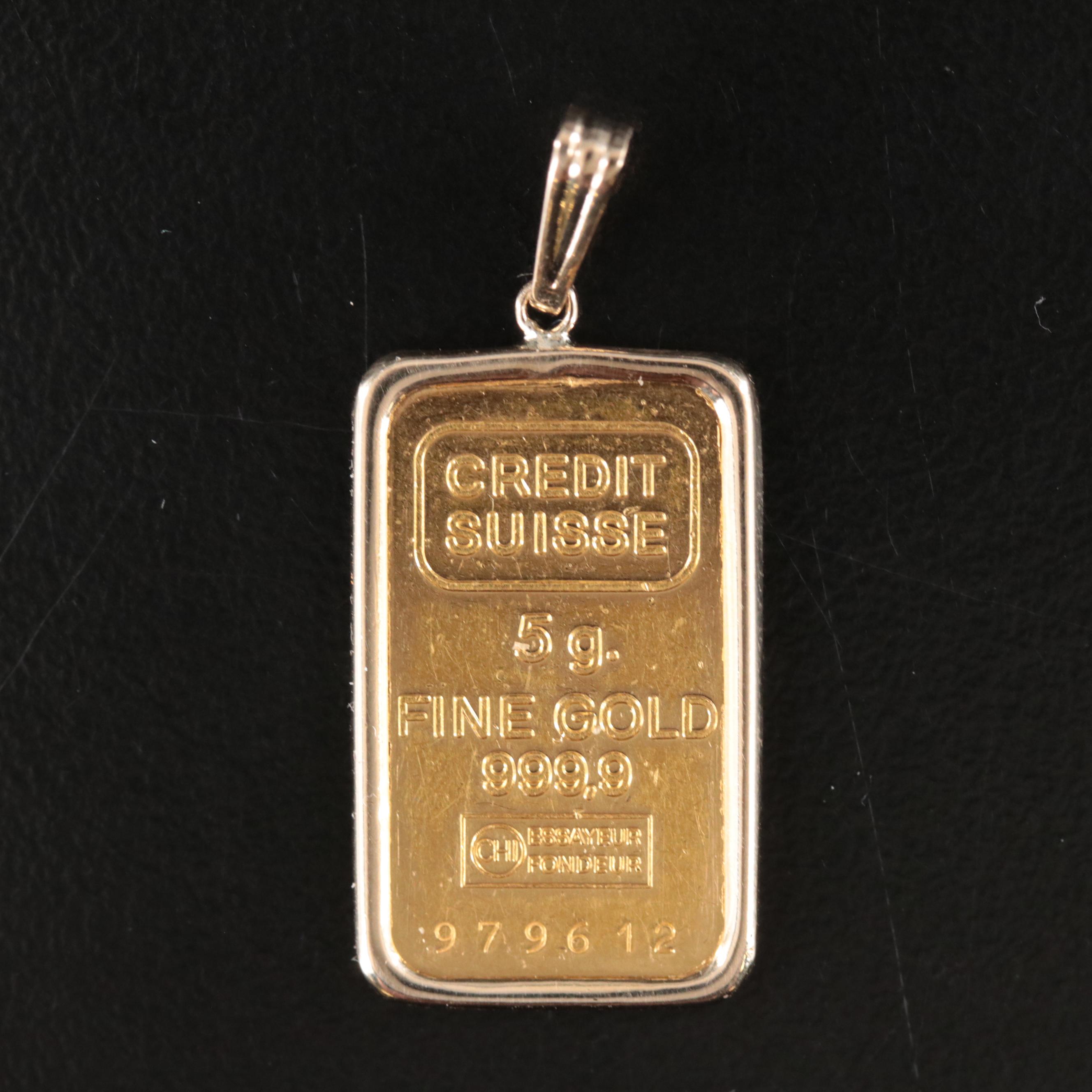 14K Pendant with 24K Credit Suisse Ingot