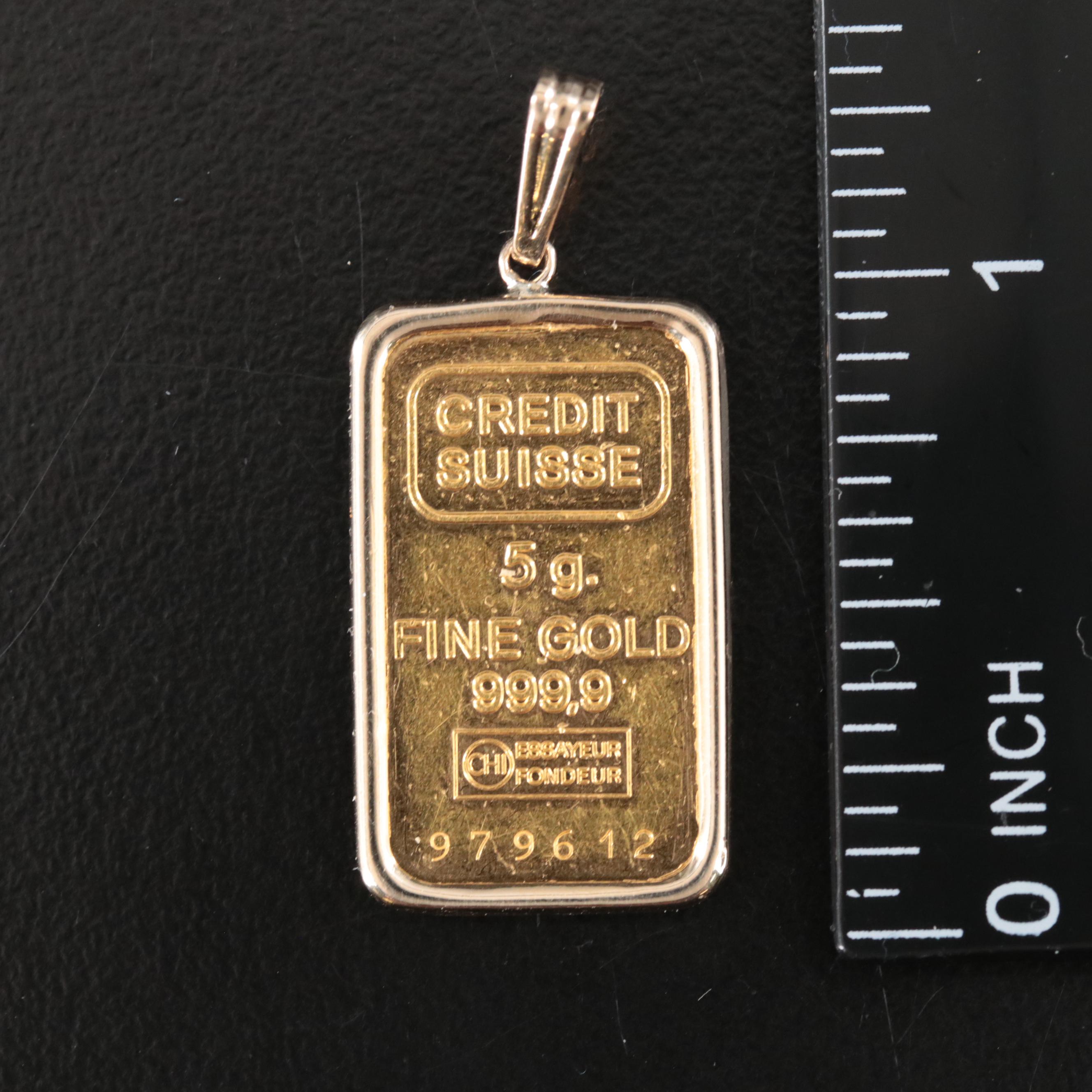 14K Pendant with 24K Credit Suisse Ingot