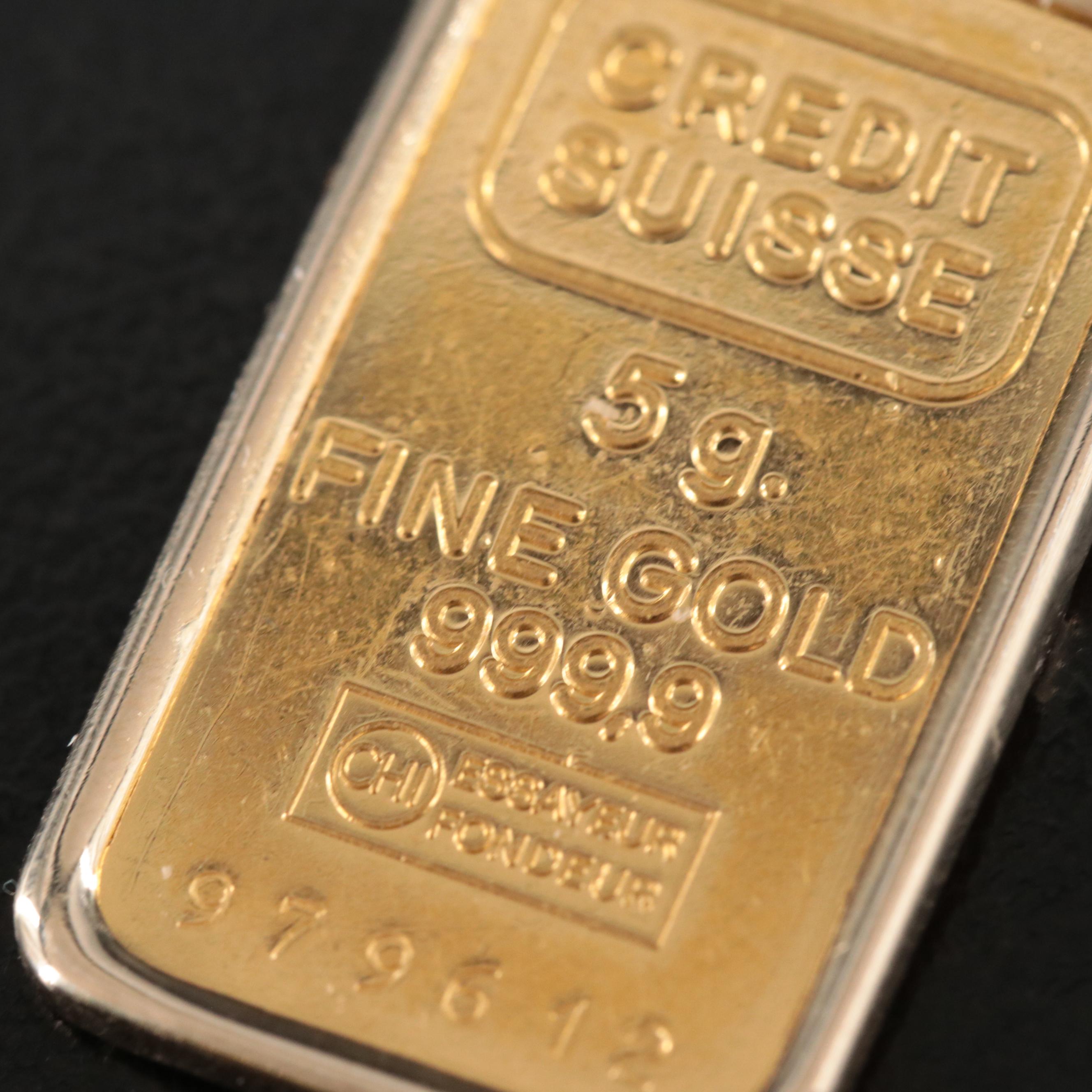 14K Pendant with 24K Credit Suisse Ingot