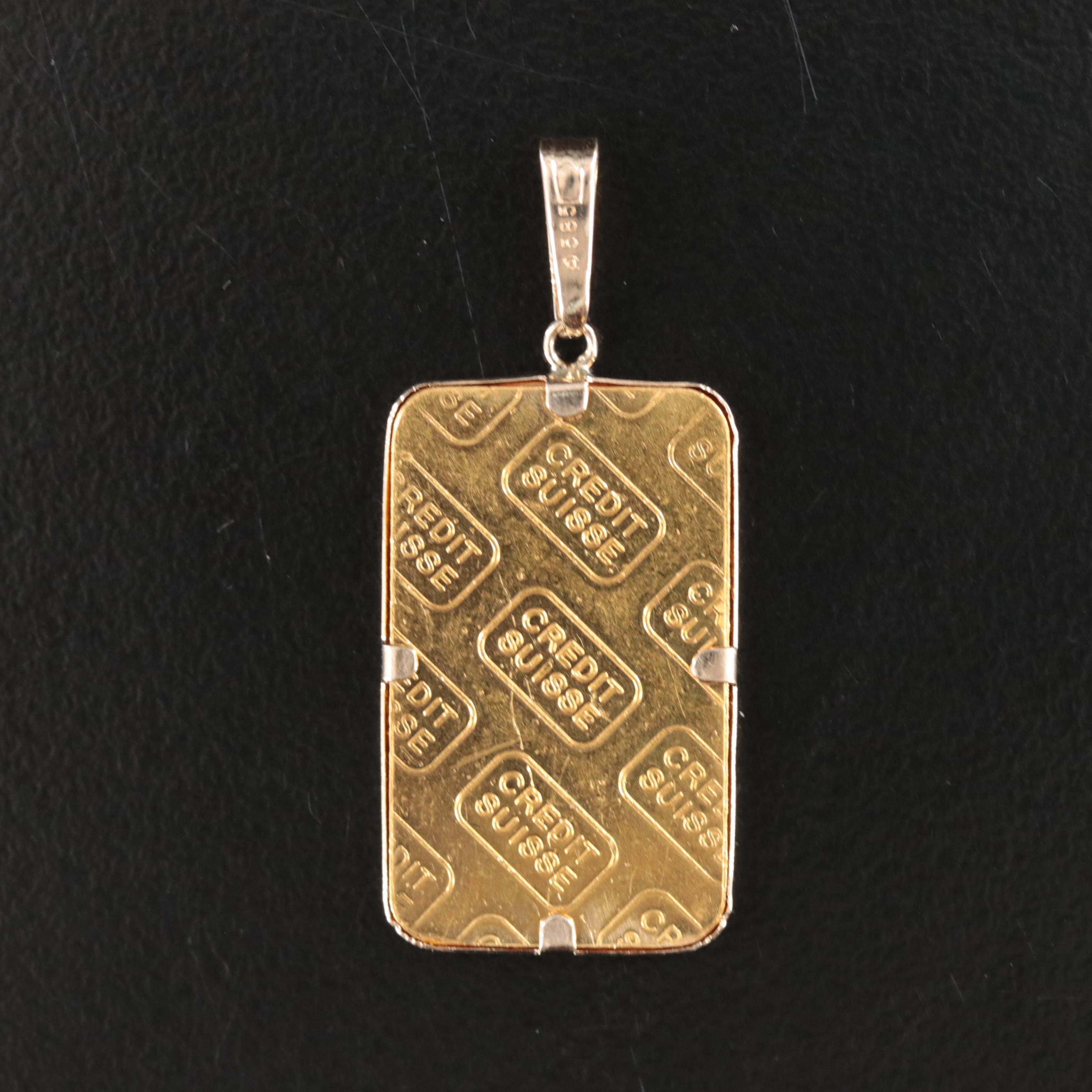 14K Pendant with 24K Credit Suisse Ingot