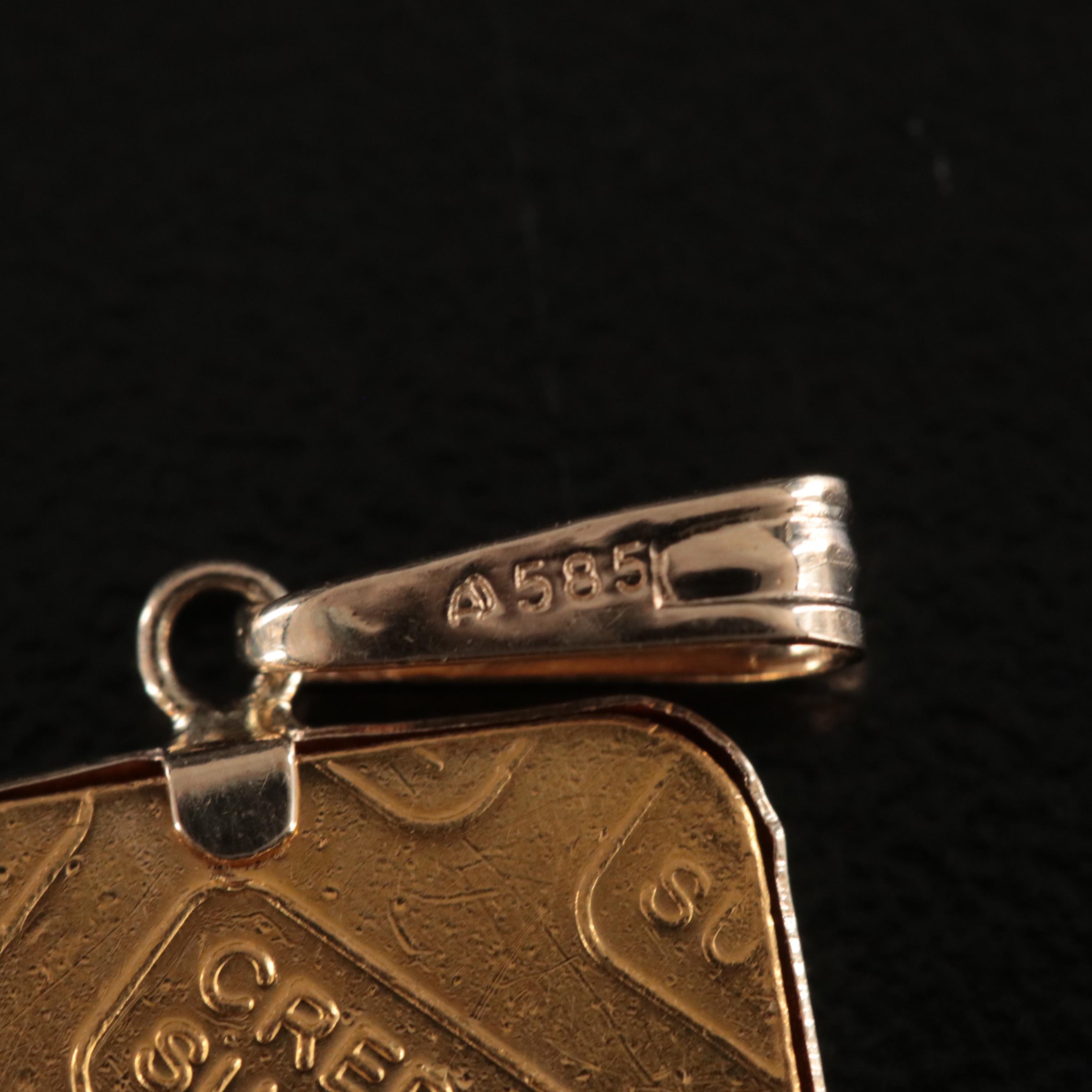 14K Pendant with 24K Credit Suisse Ingot