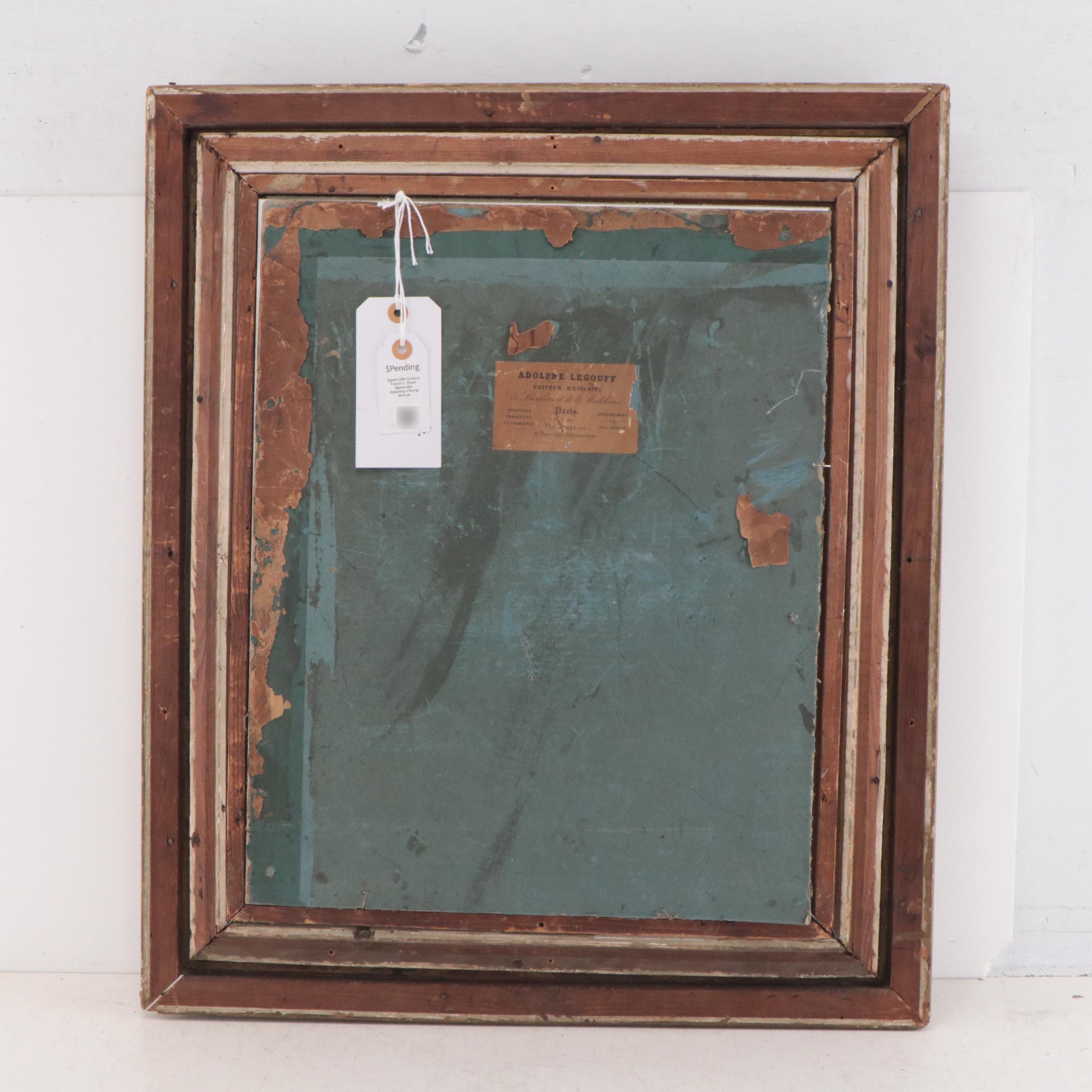 Cecile Payen Watercolor Portrait of Woman, Late 19th Century