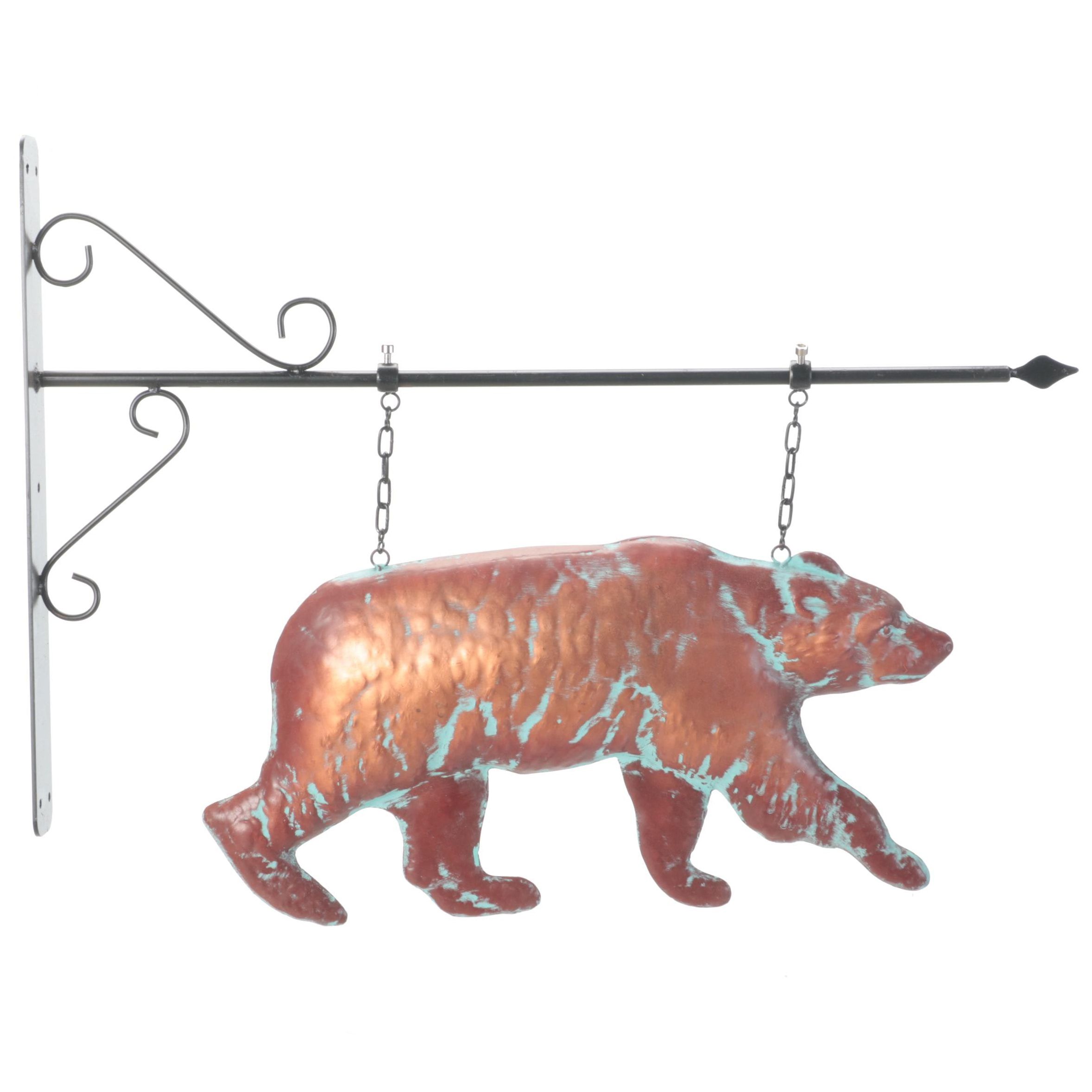 Patinated Copper Bear Wall-Mount Decor