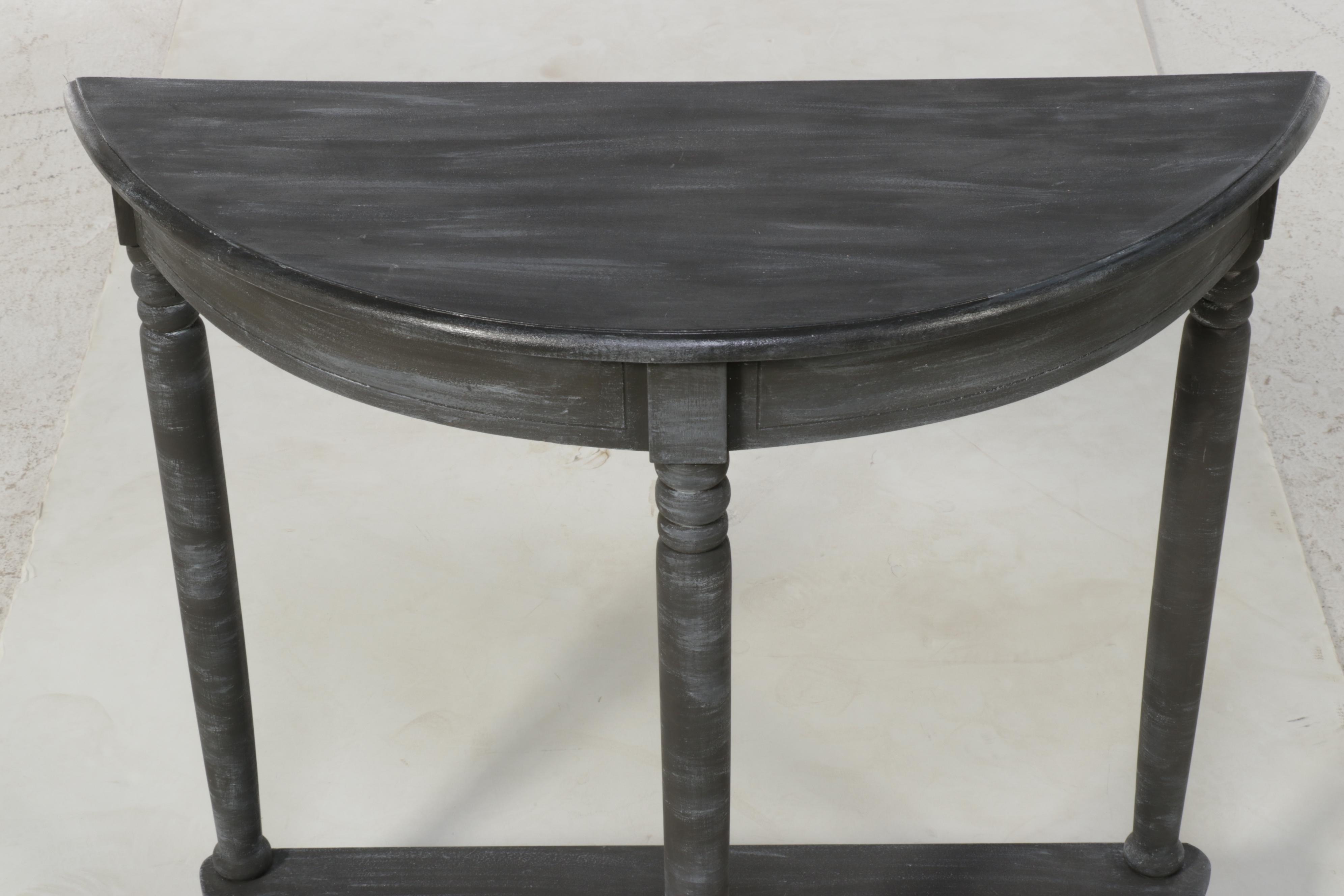 Contemporary Paint-Decorated Demilune Side Table