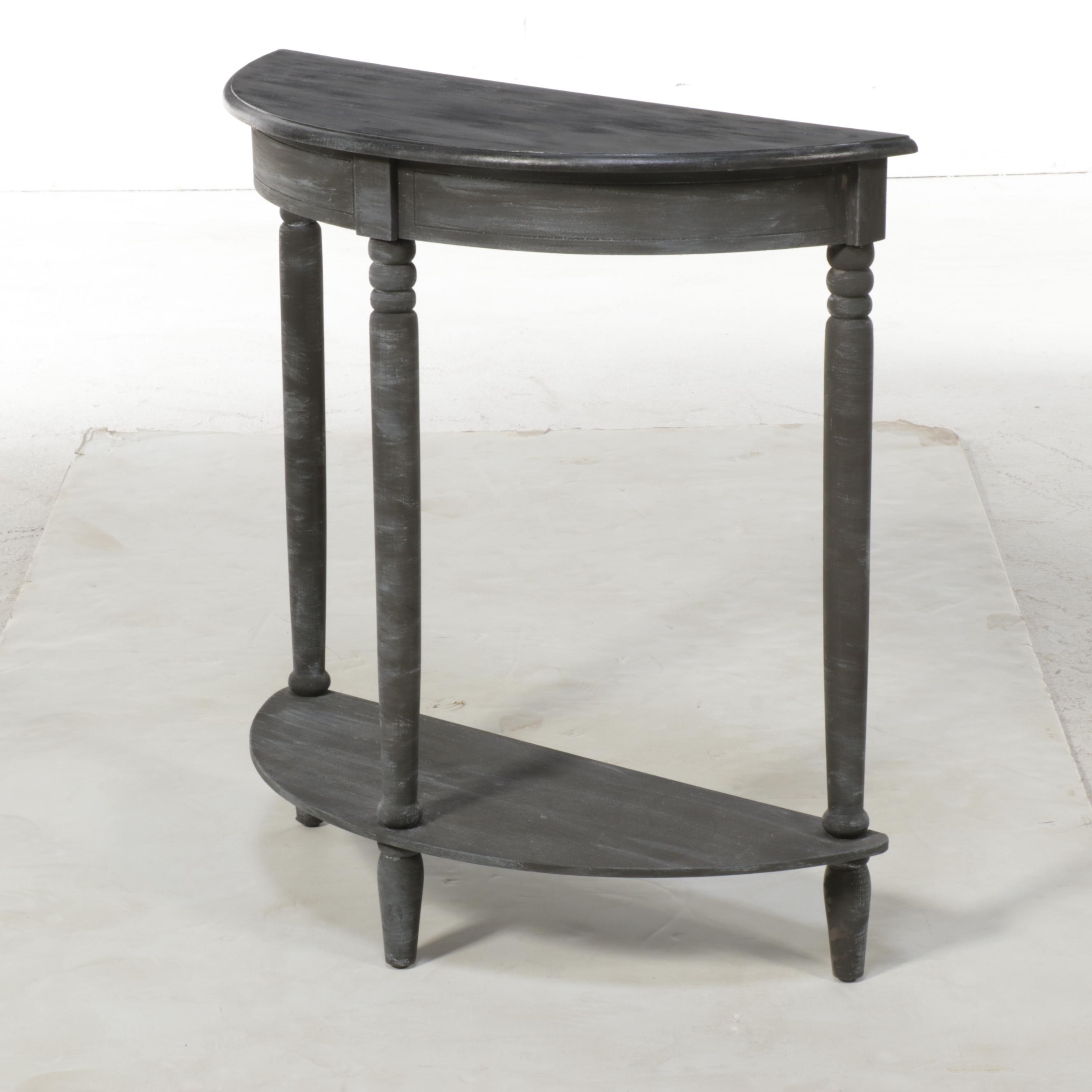 Contemporary Paint-Decorated Demilune Side Table
