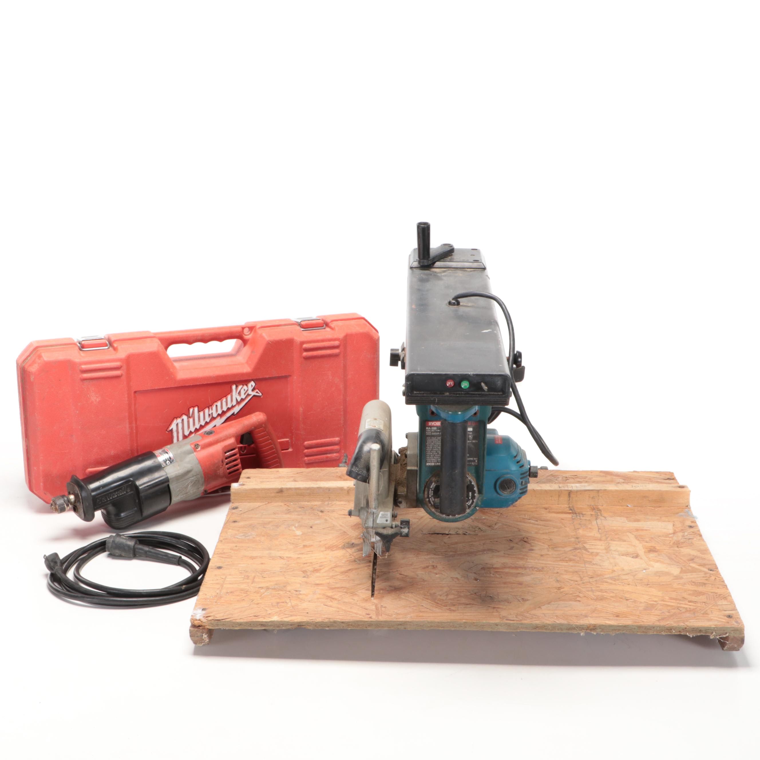 Ryobi Radial Arm Saw and Milwaukee Sawzall