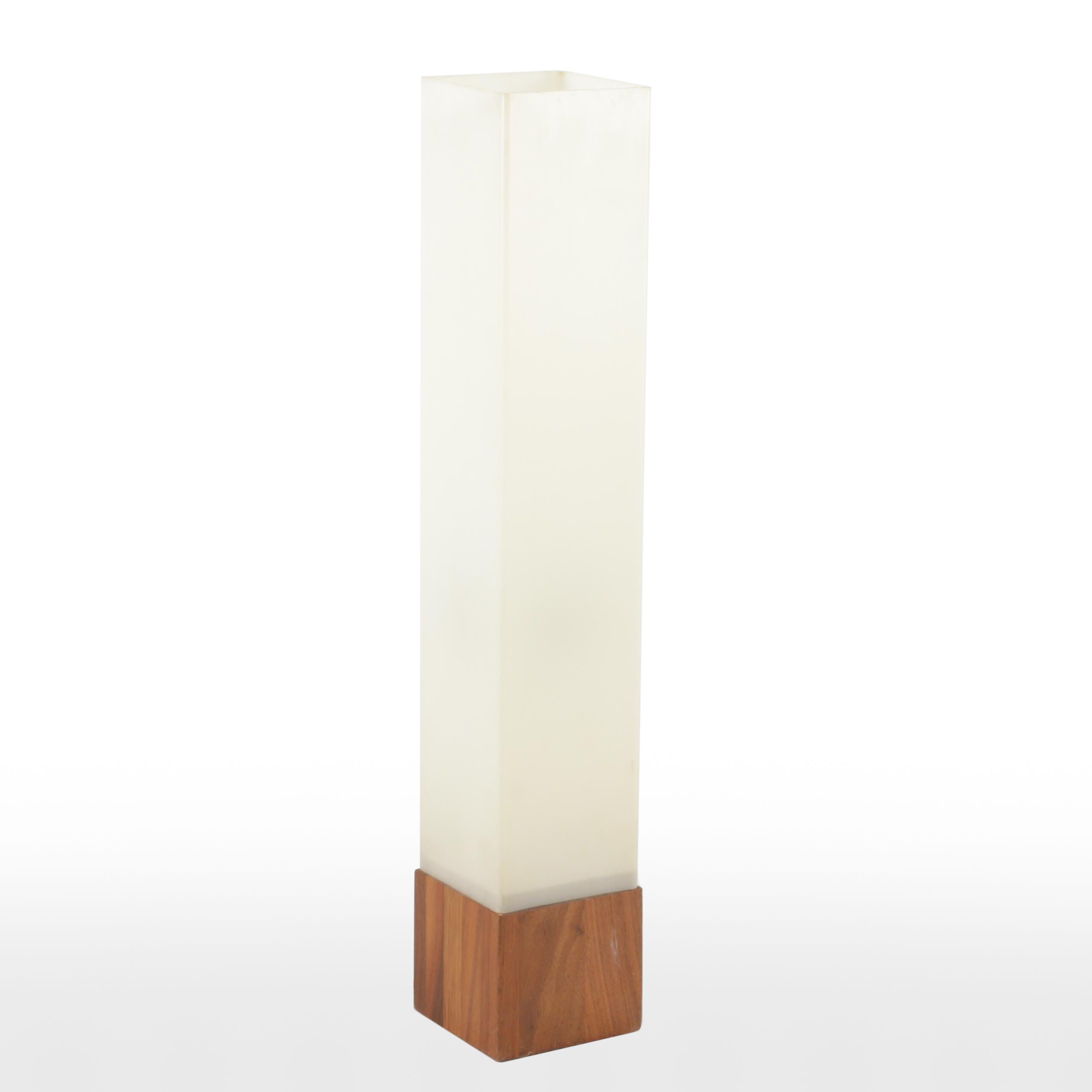 MCM Walnut and Acrylic Cube Lamp, Mid-20th Century