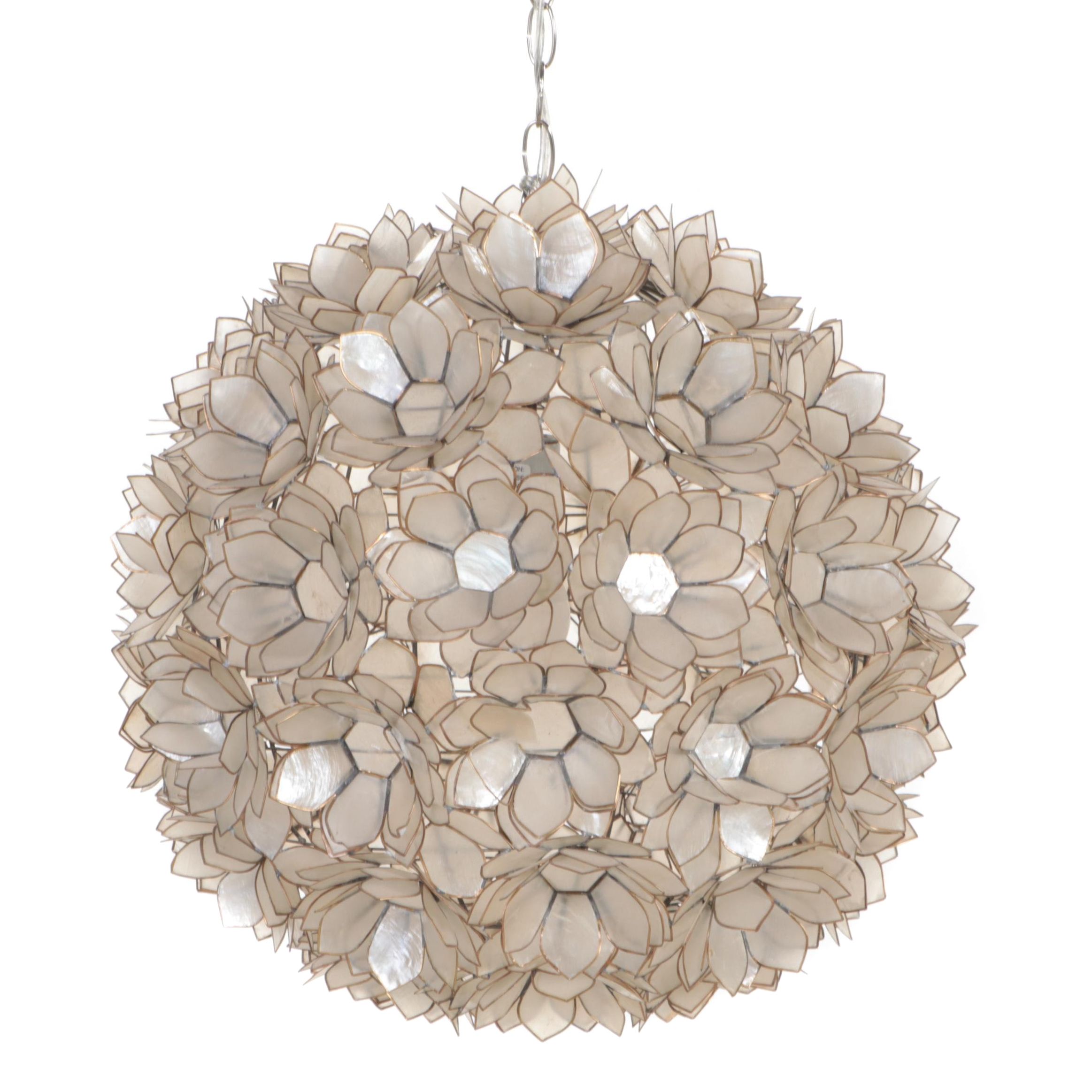 Lotus Flower Shaped Capiz Shell Hanging Pendant Light