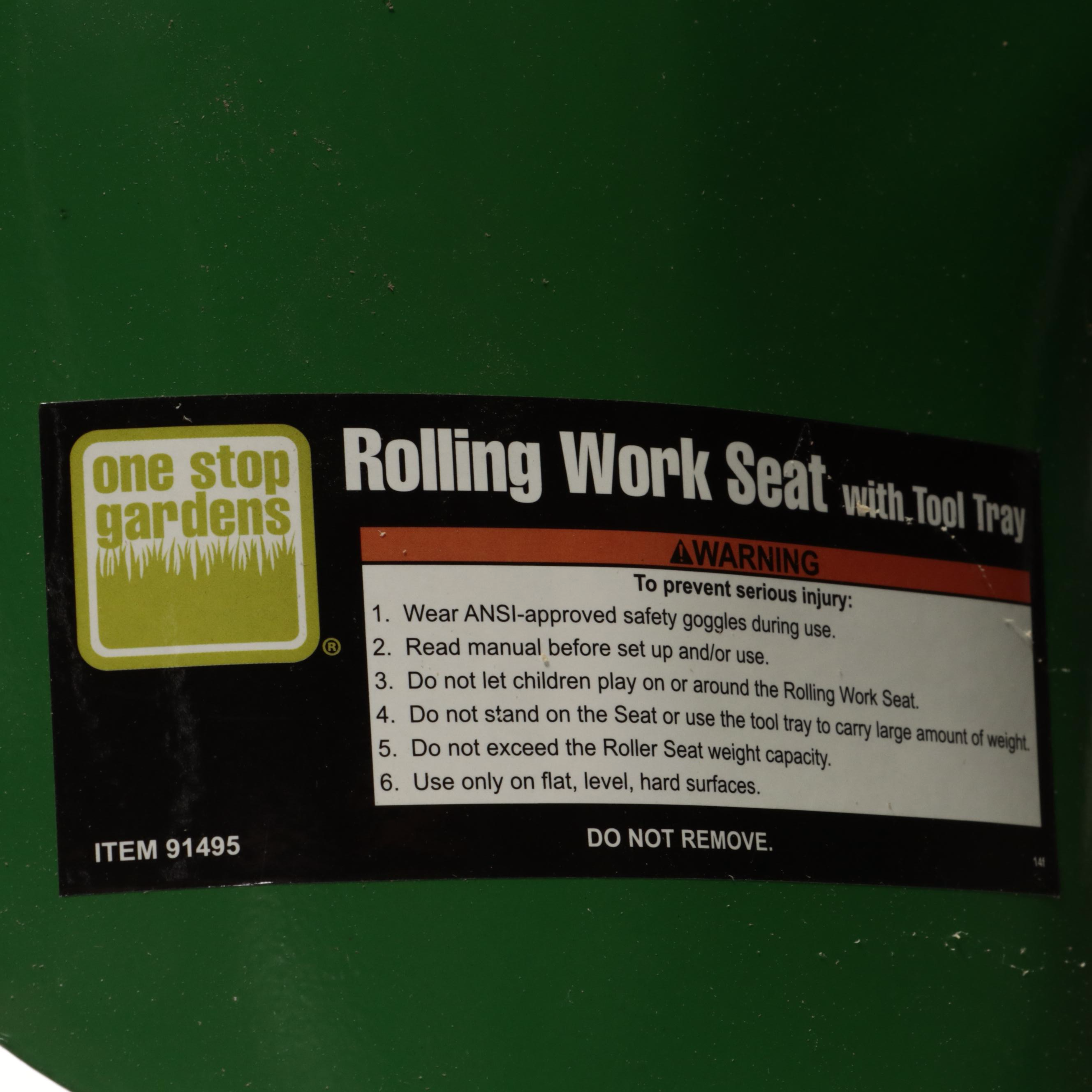 One Stop Gardens Rolling Work Seat with Tool Tray