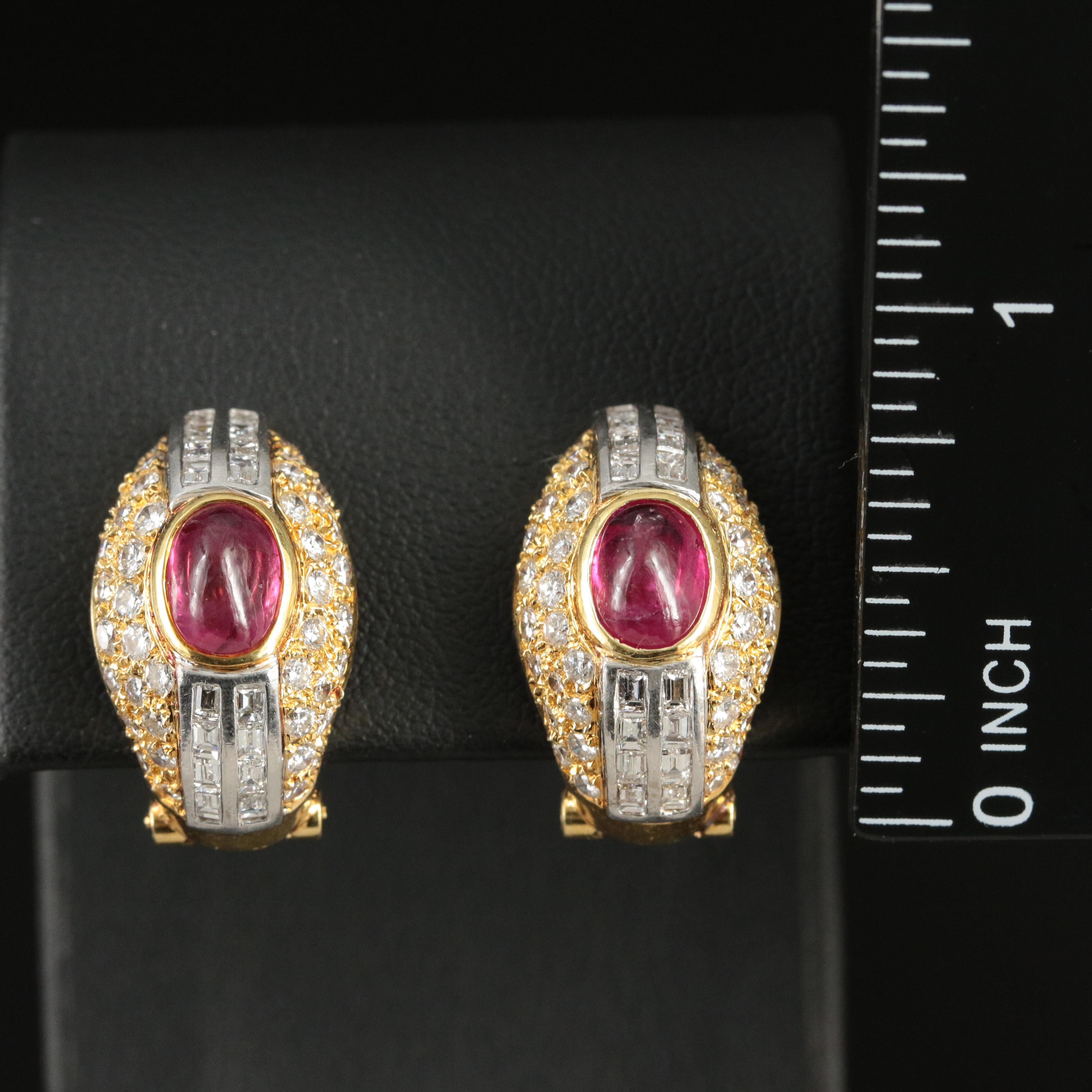 14K 2.72 CTW Ruby and 2.75 CTW Diamond Dome Pavé Earrings