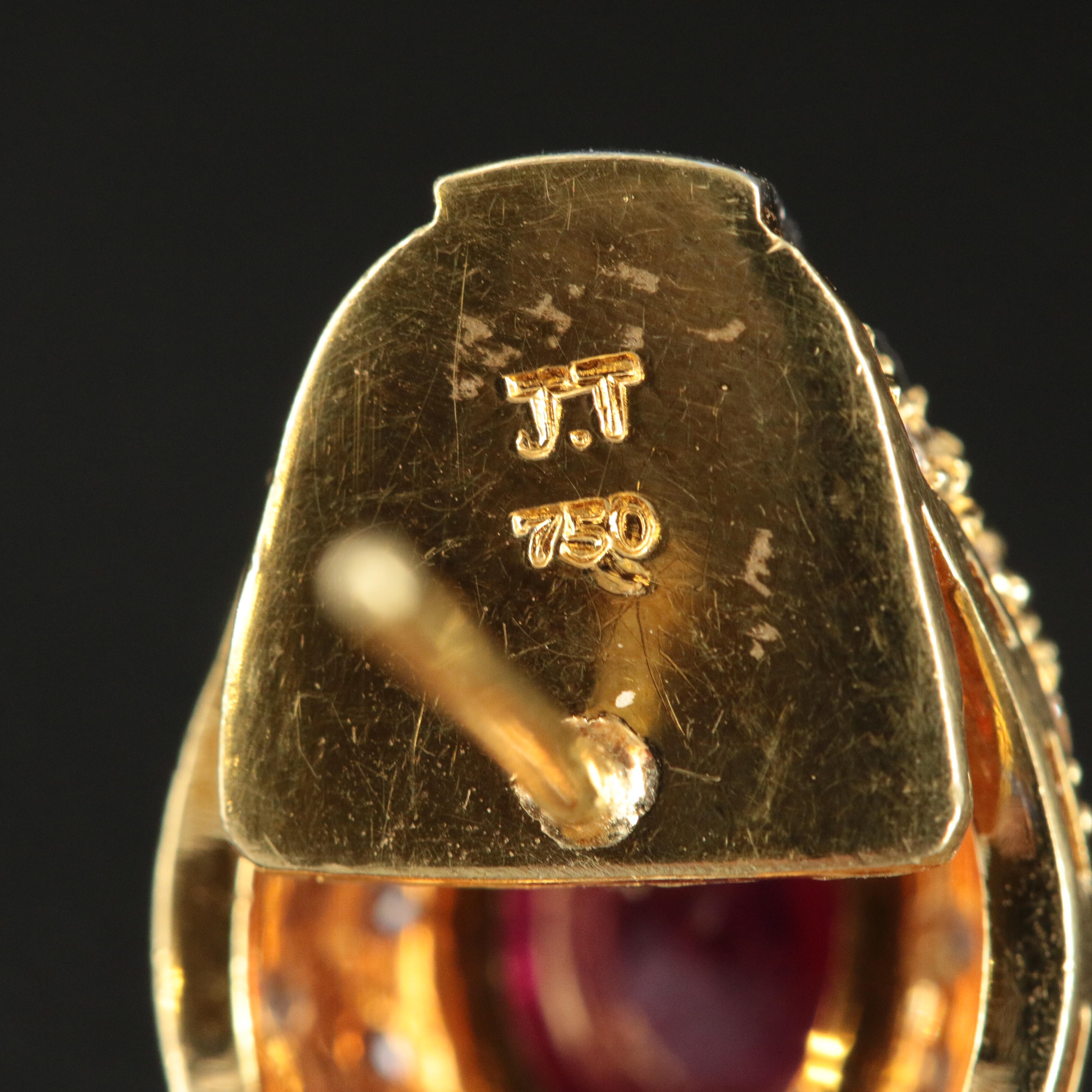 14K 2.72 CTW Ruby and 2.75 CTW Diamond Dome Pavé Earrings