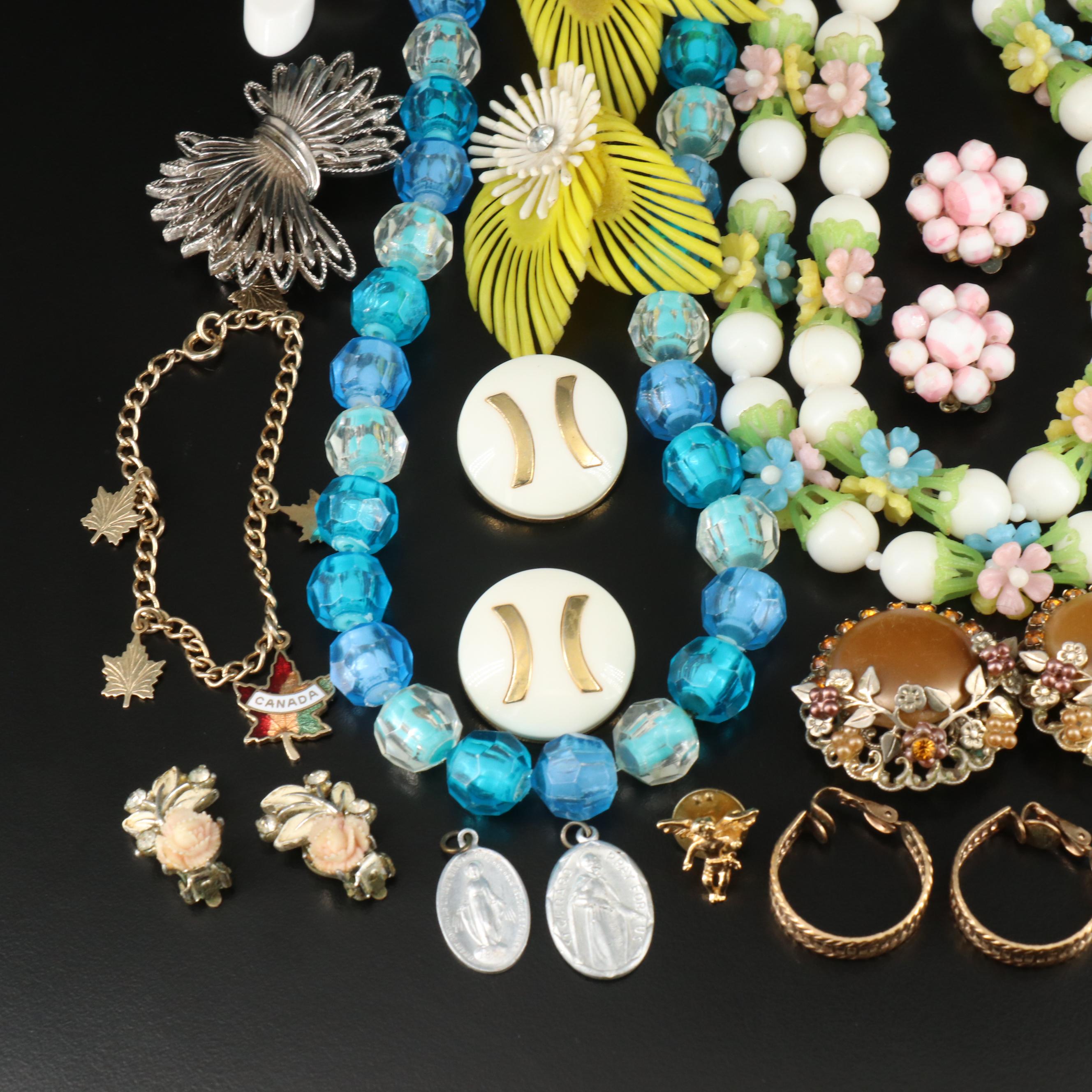 Vintage Jewelry Collection Including Floral Themes