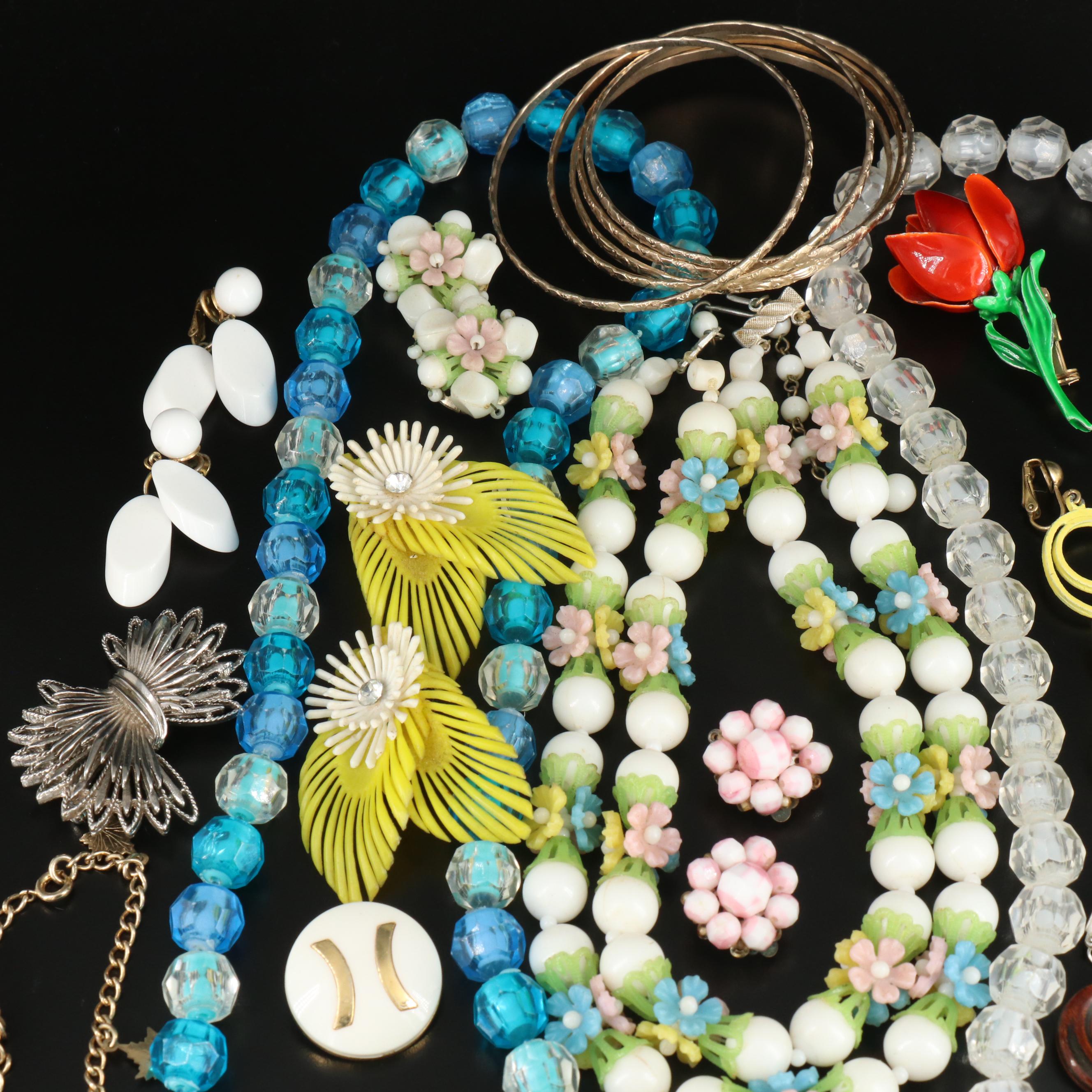 Vintage Jewelry Collection Including Floral Themes