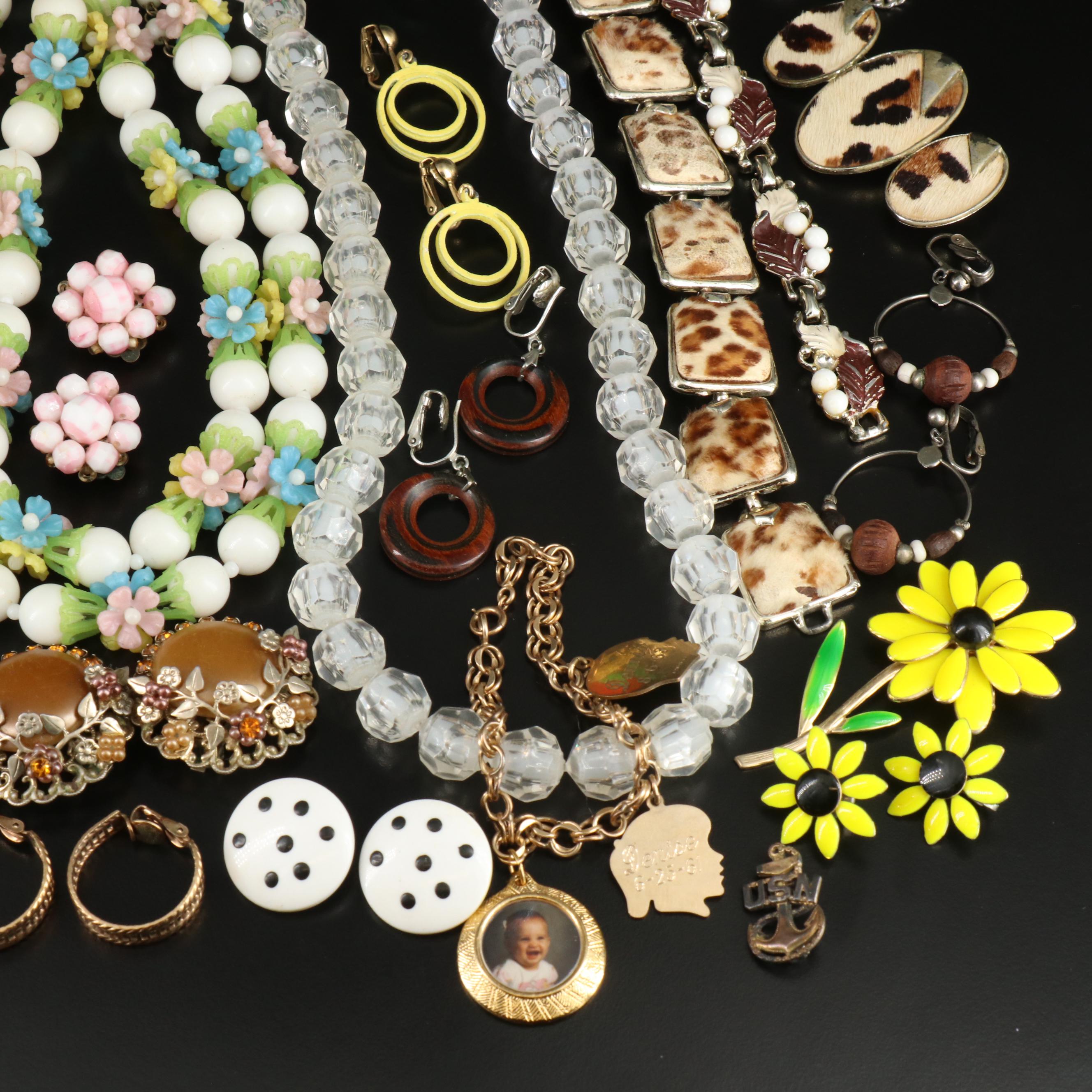Vintage Jewelry Collection Including Floral Themes