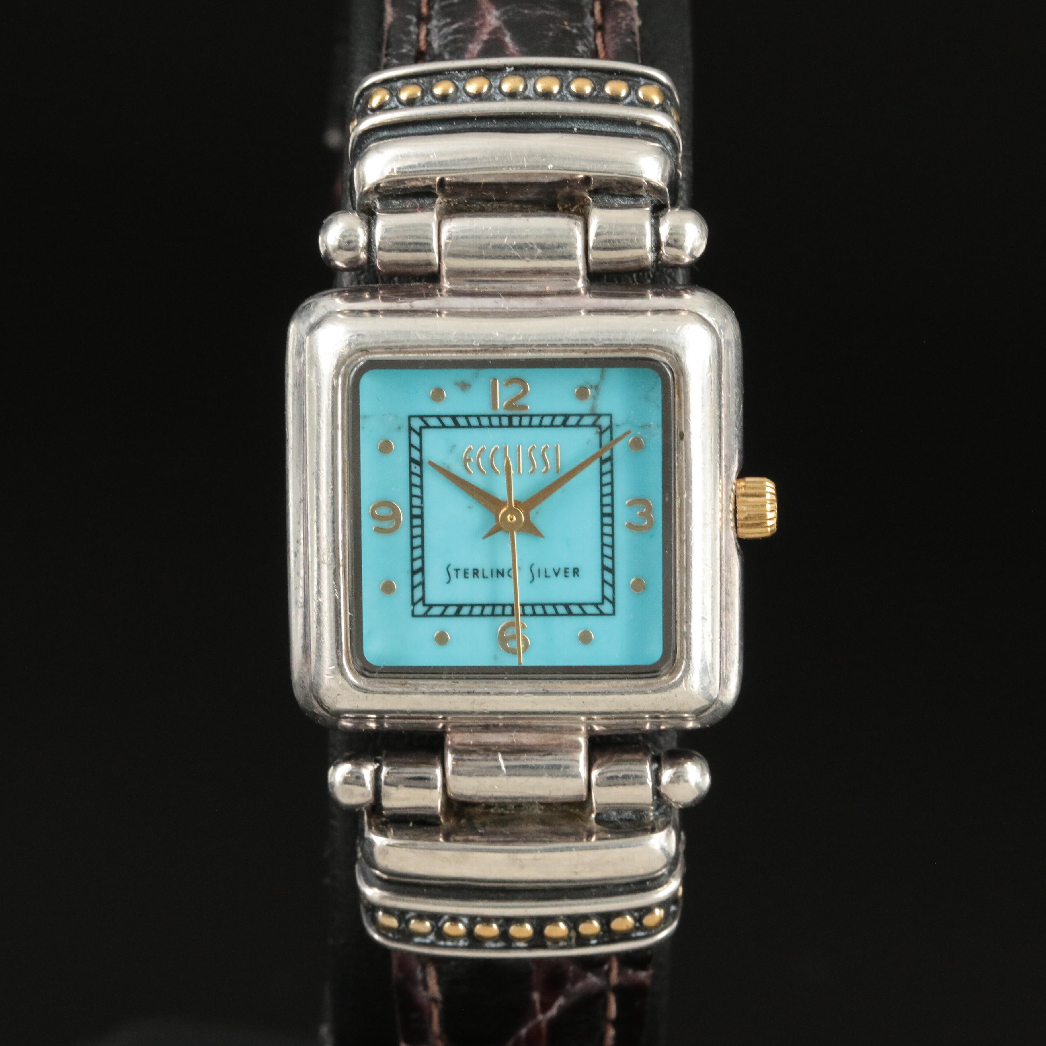 Ecclissi Sterling Silver, Blue Dial Watch