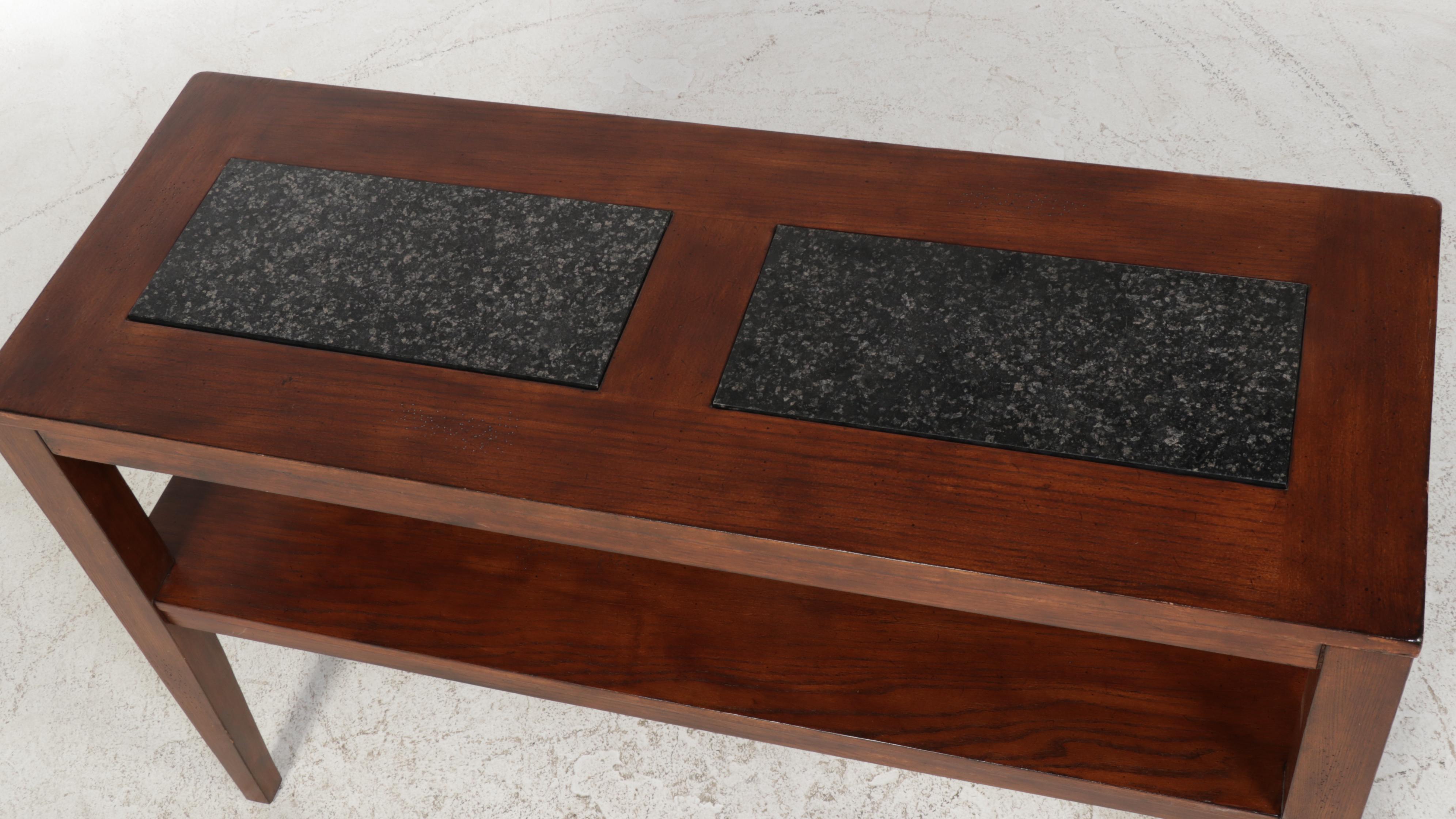 Contemporary Hardwood and Granite Console Table