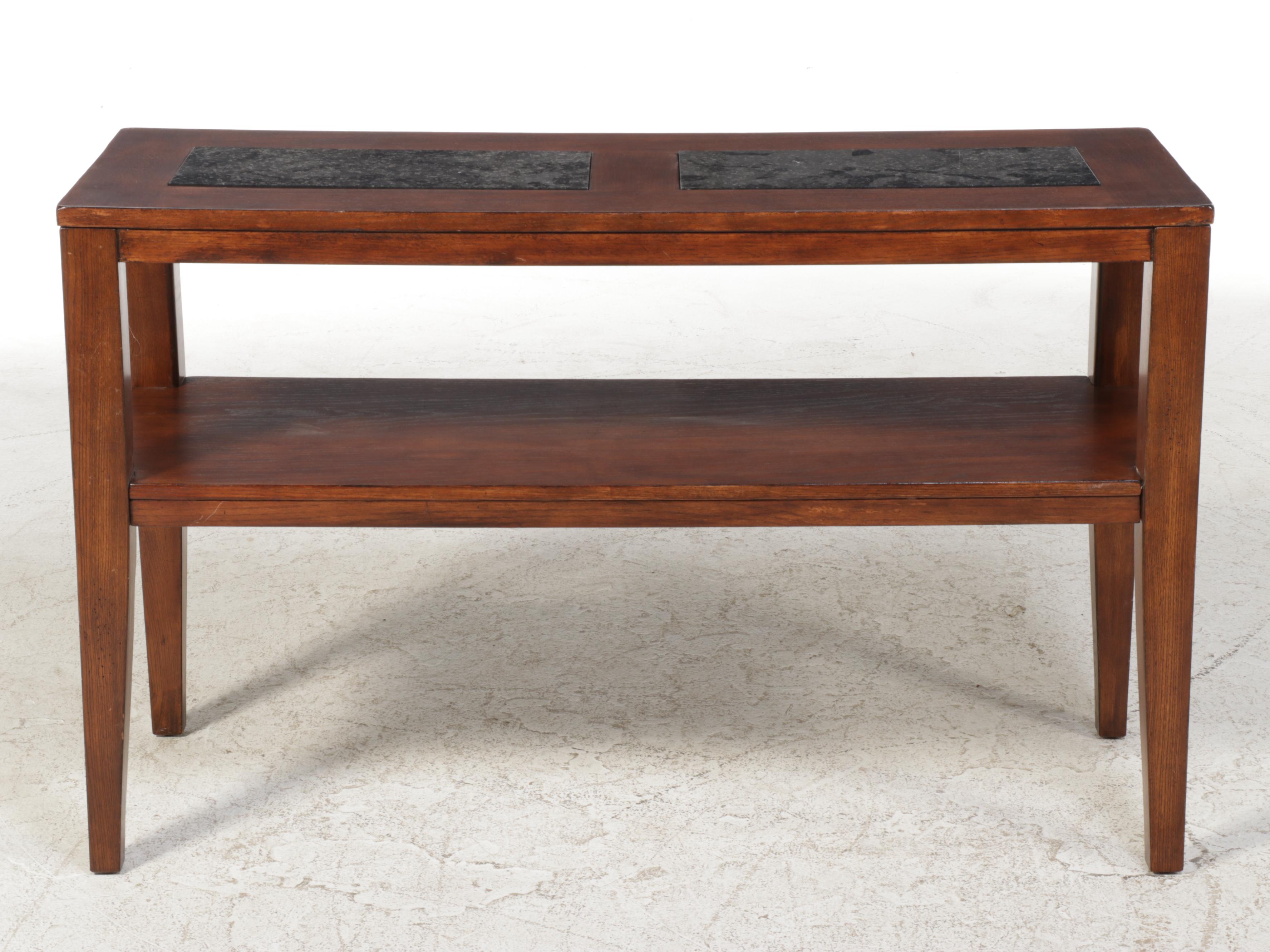 Contemporary Hardwood and Granite Console Table