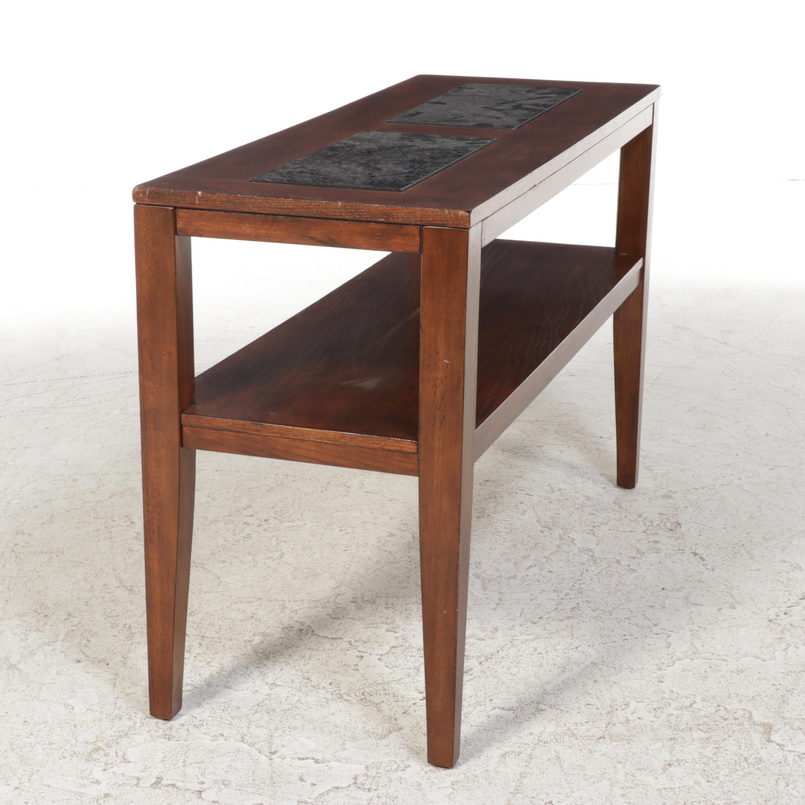 Contemporary Hardwood and Granite Console Table