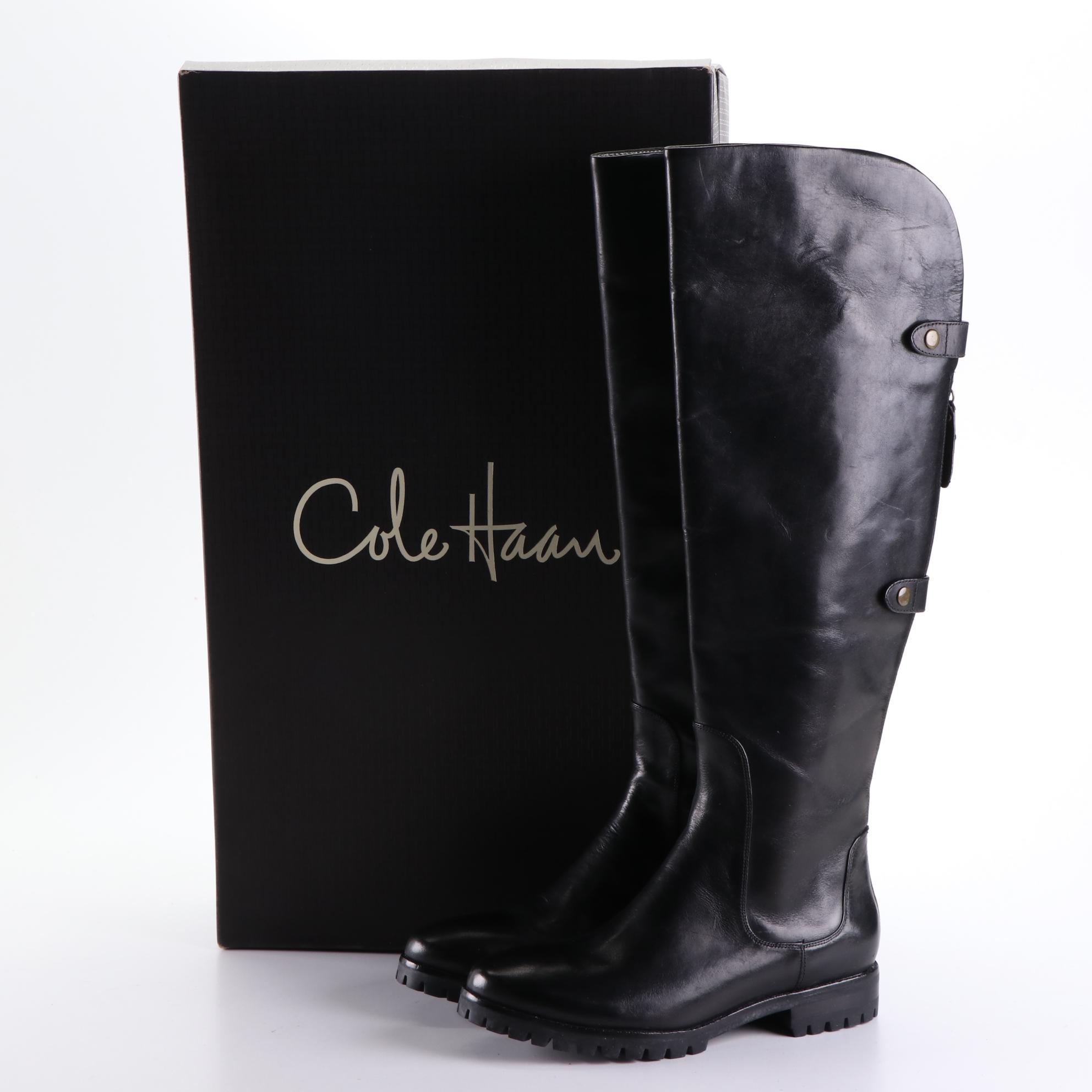 Cole Haan Black Leather Air Chatham Boots with Box