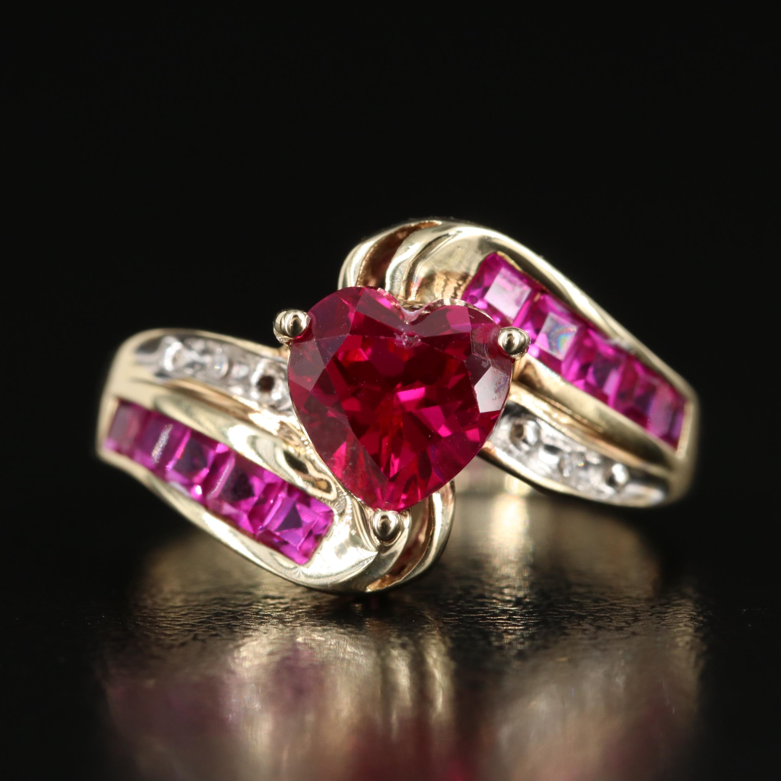 10K Ruby and Diamond Heart Ring