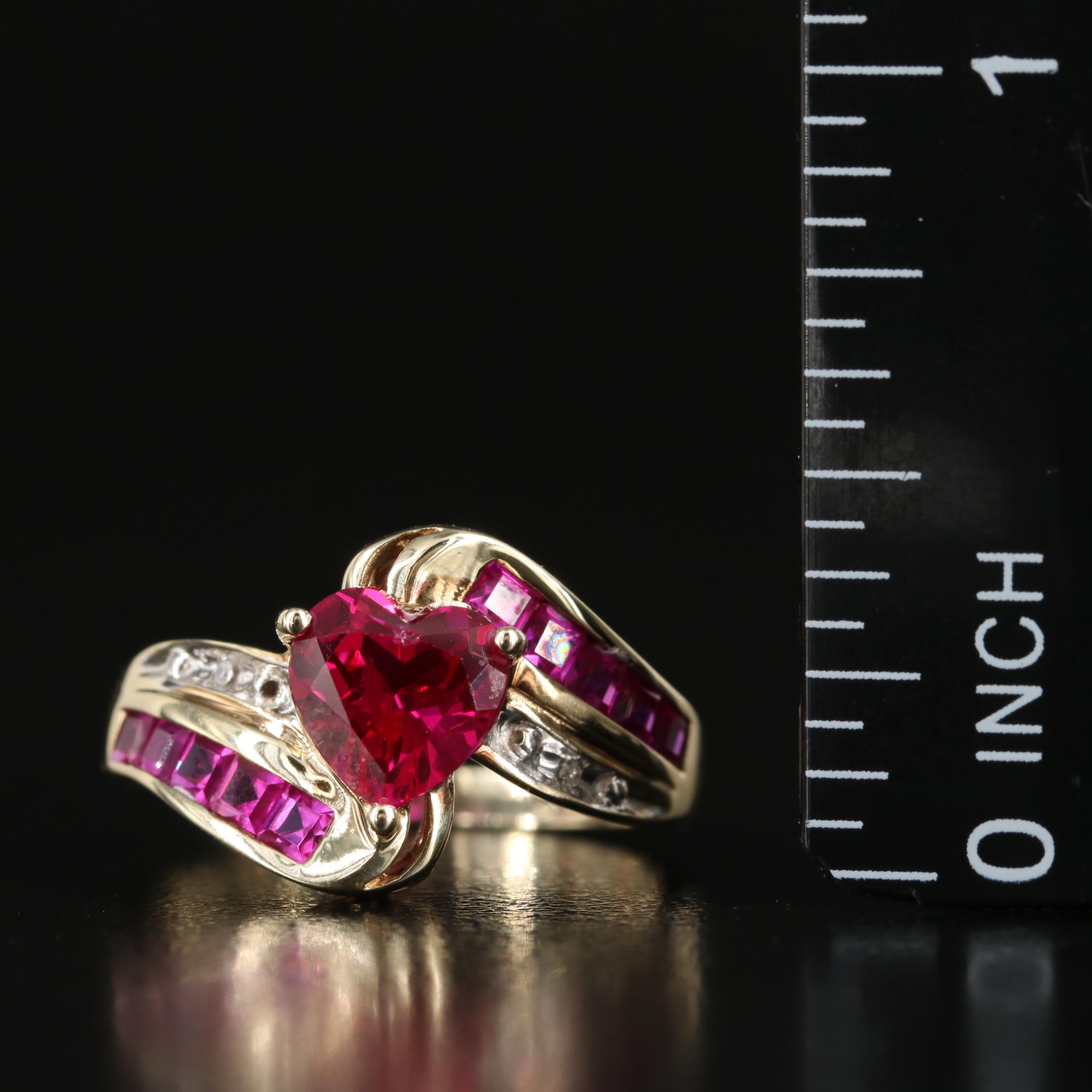 10K Ruby and Diamond Heart Ring