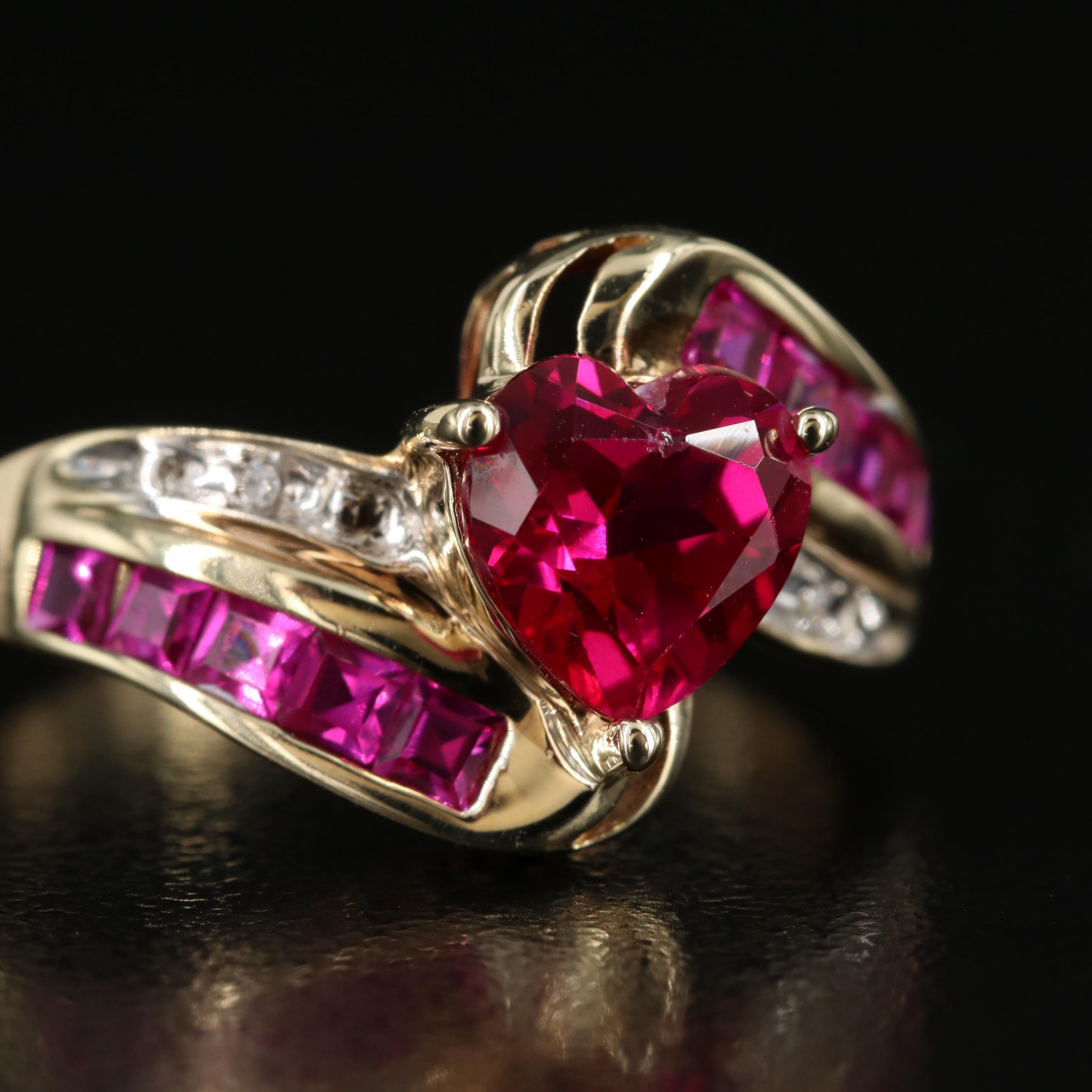 10K Ruby and Diamond Heart Ring