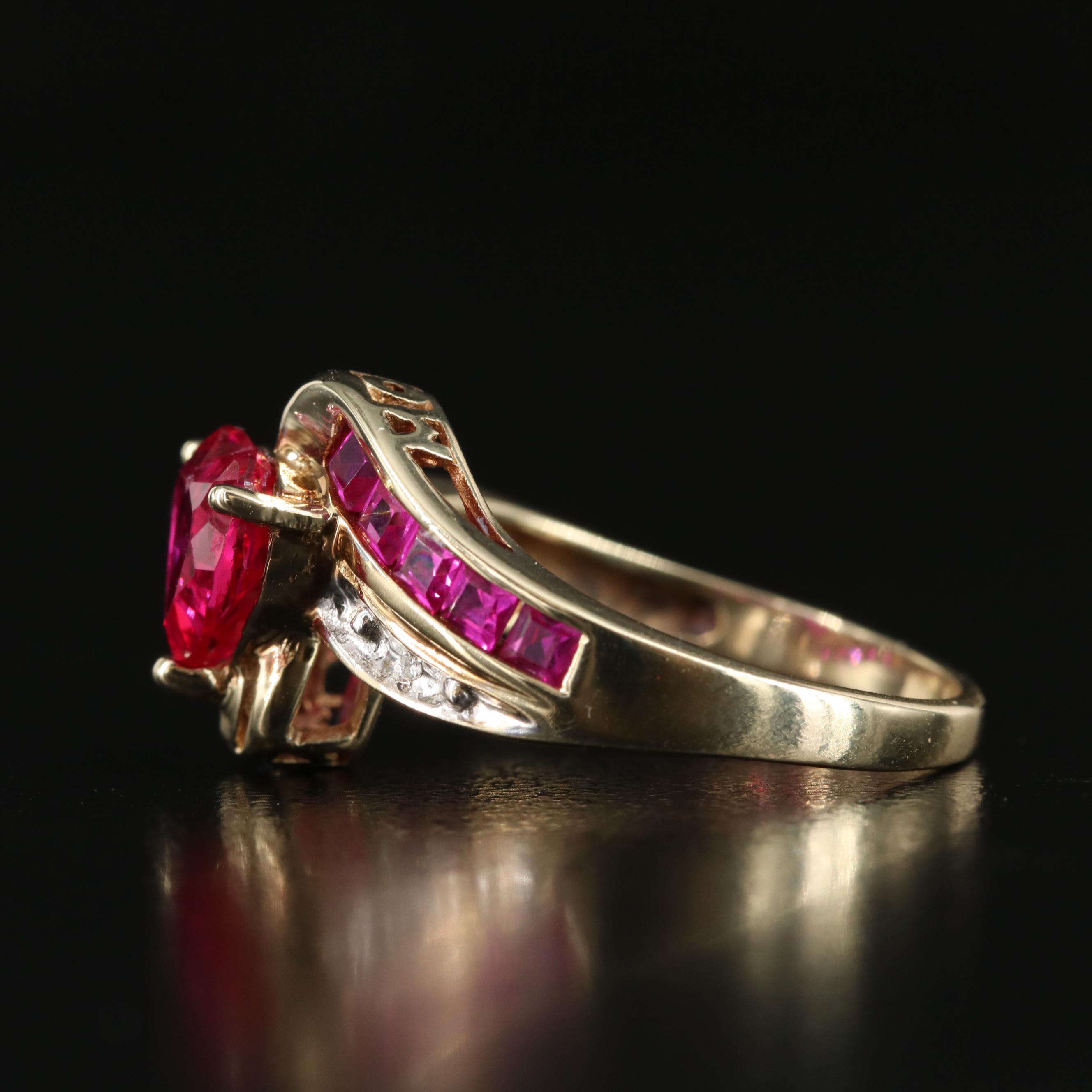 10K Ruby and Diamond Heart Ring