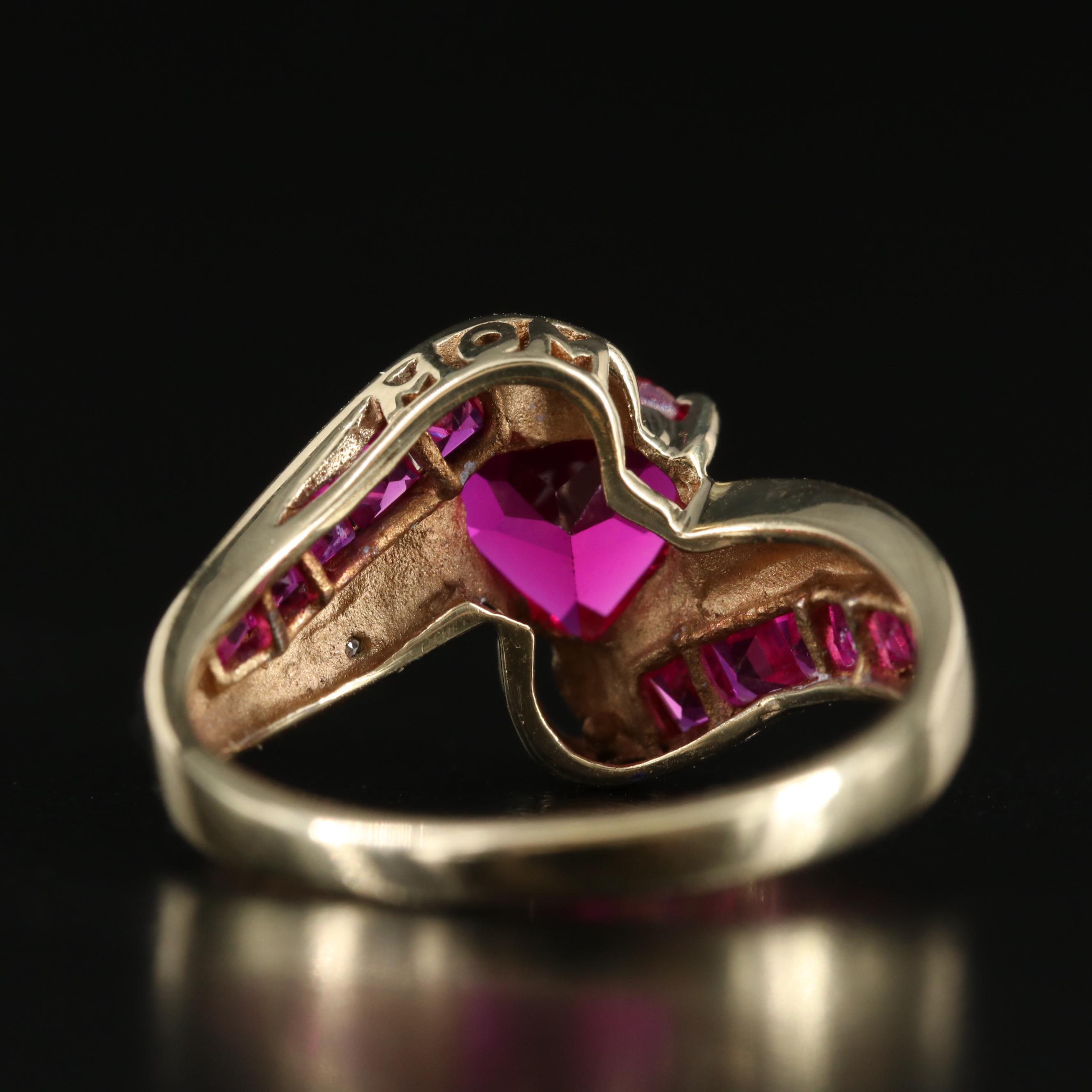 10K Ruby and Diamond Heart Ring