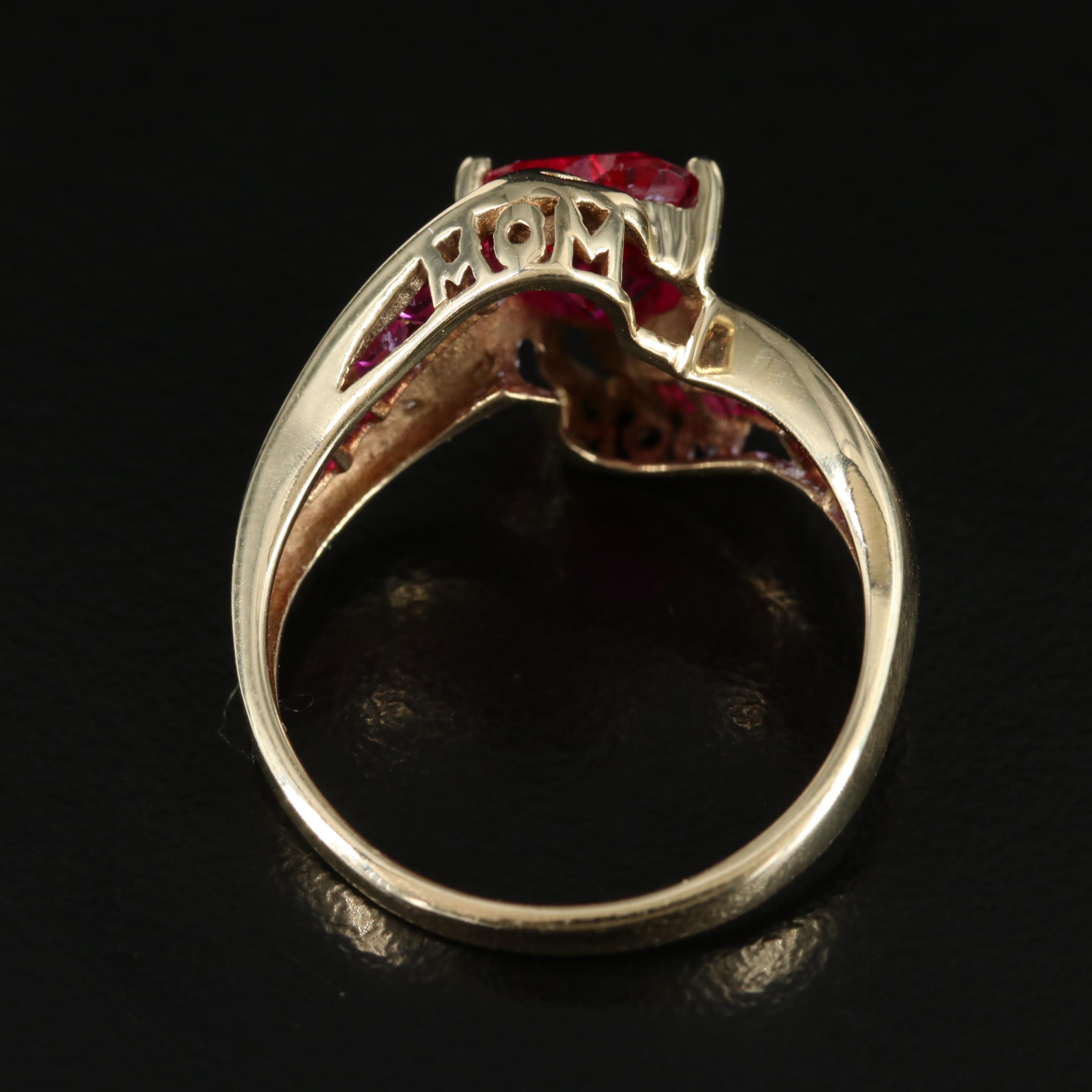 10K Ruby and Diamond Heart Ring