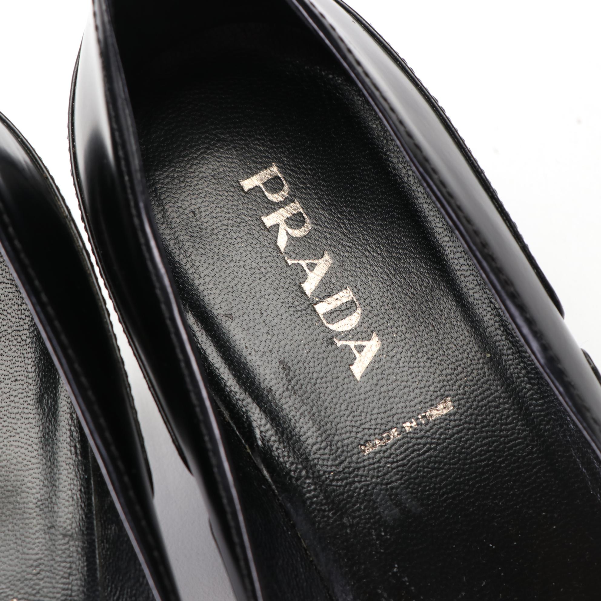 Prada Kitten Heel Pumps in Glazed Leather