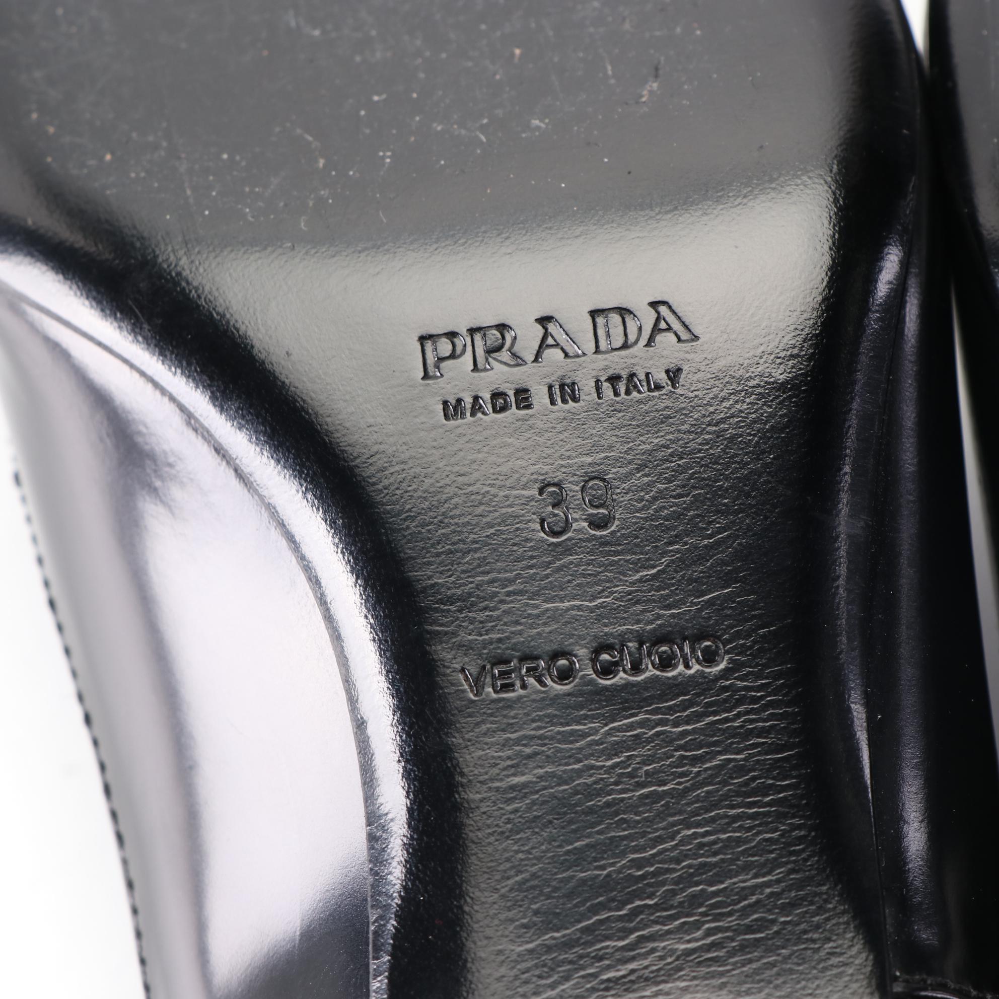 Prada Kitten Heel Pumps in Glazed Leather