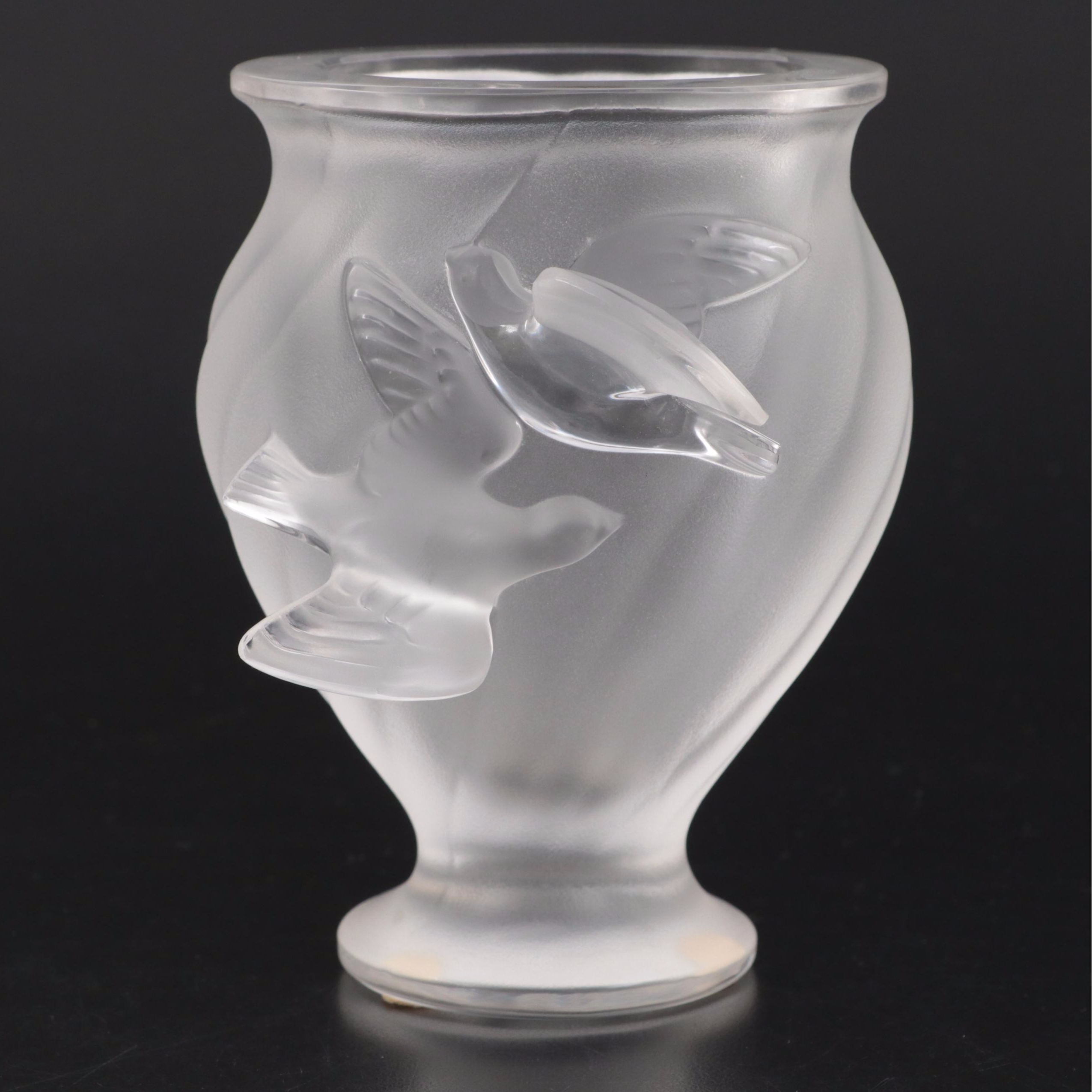 Lalique "Rosine" Frosted Crystal Vase