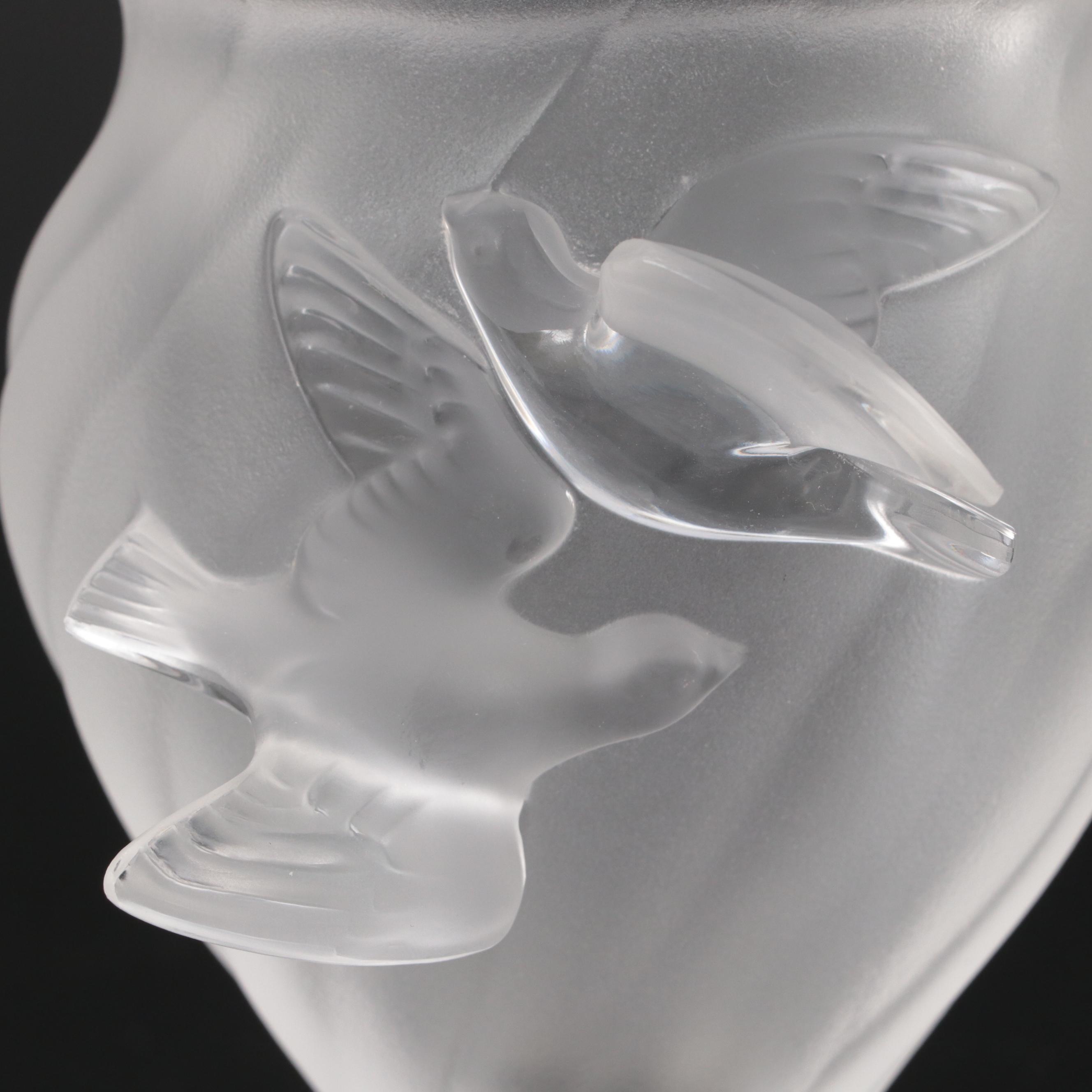 Lalique "Rosine" Frosted Crystal Vase