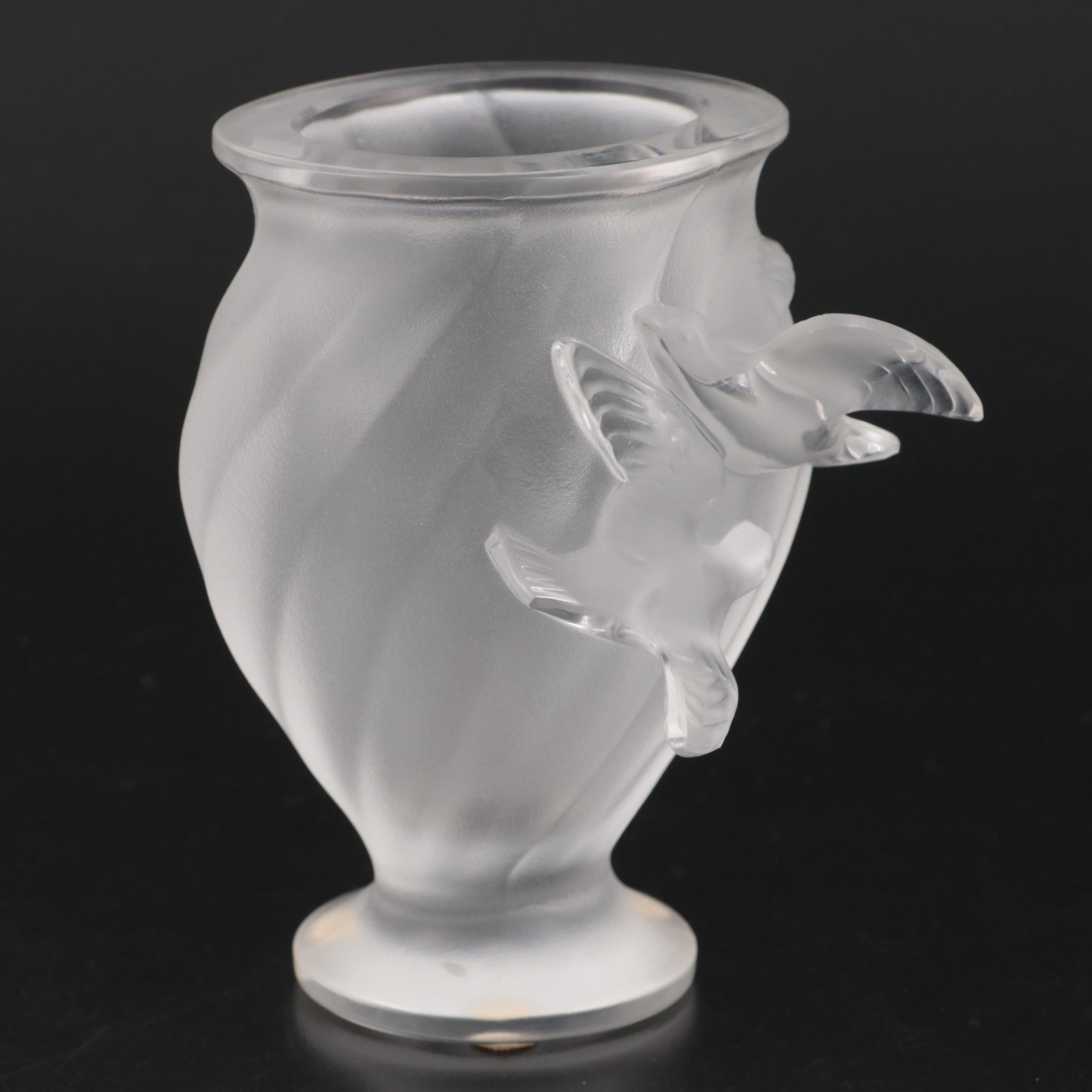 Lalique "Rosine" Frosted Crystal Vase