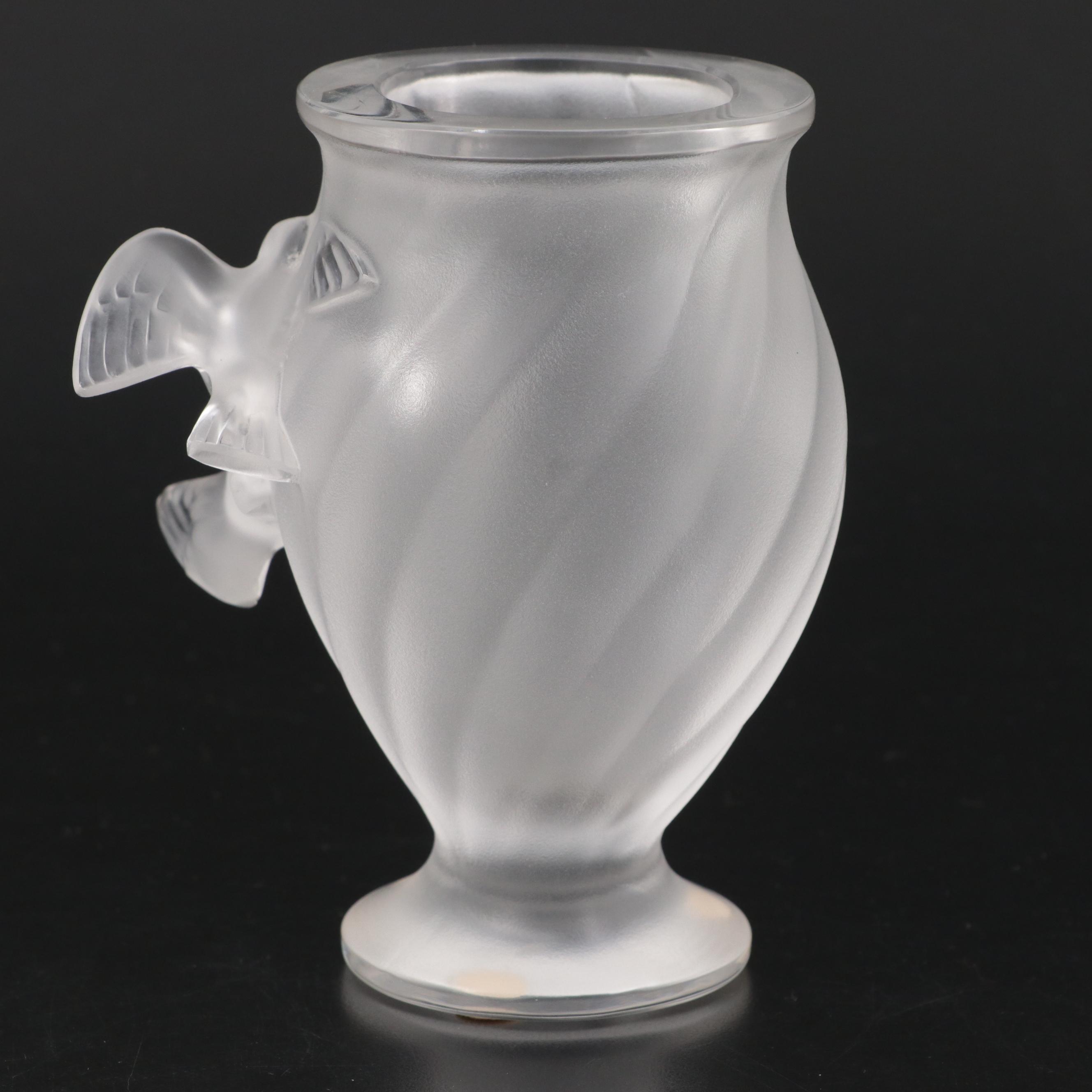 Lalique "Rosine" Frosted Crystal Vase