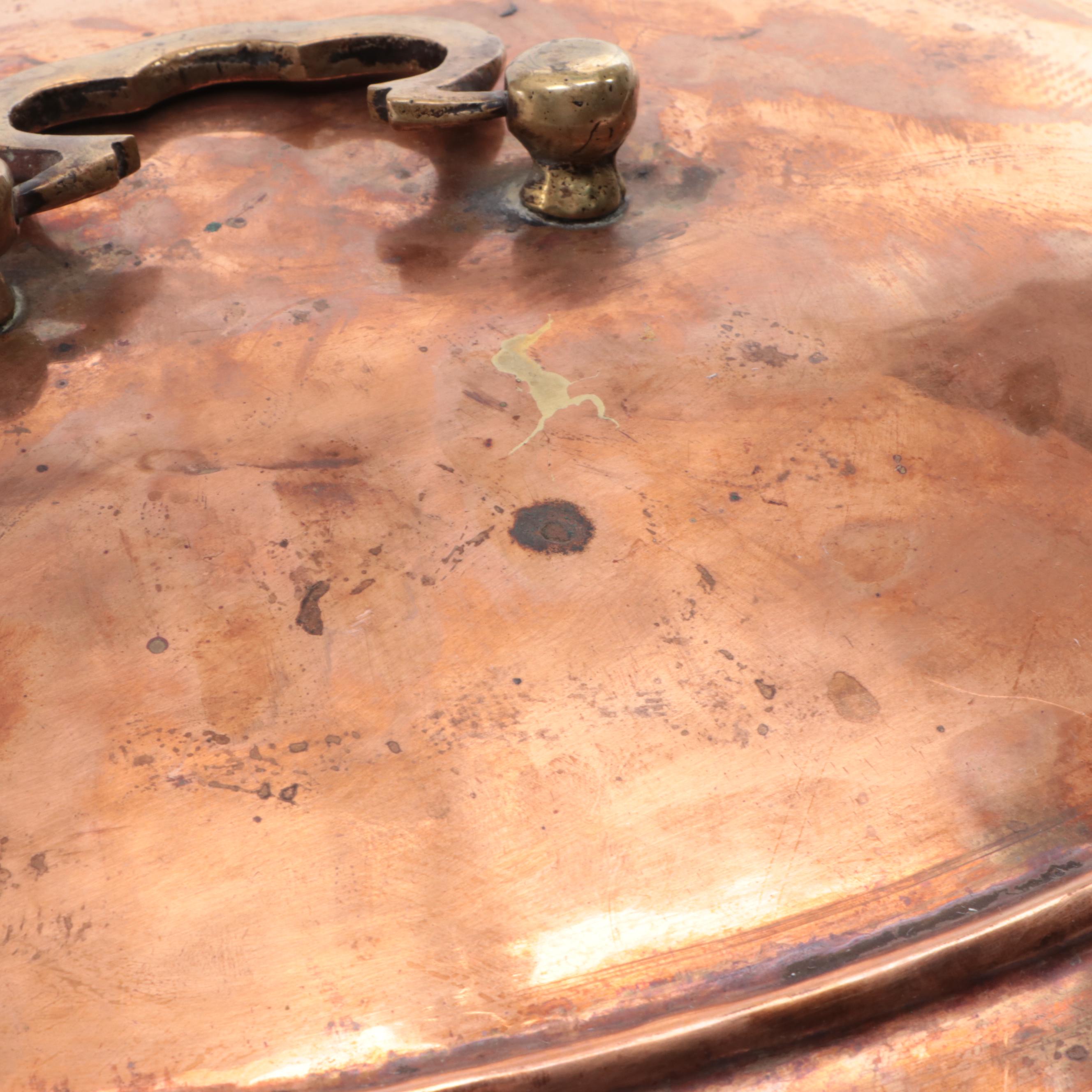 Copper and Brass Handled Casserole Dish