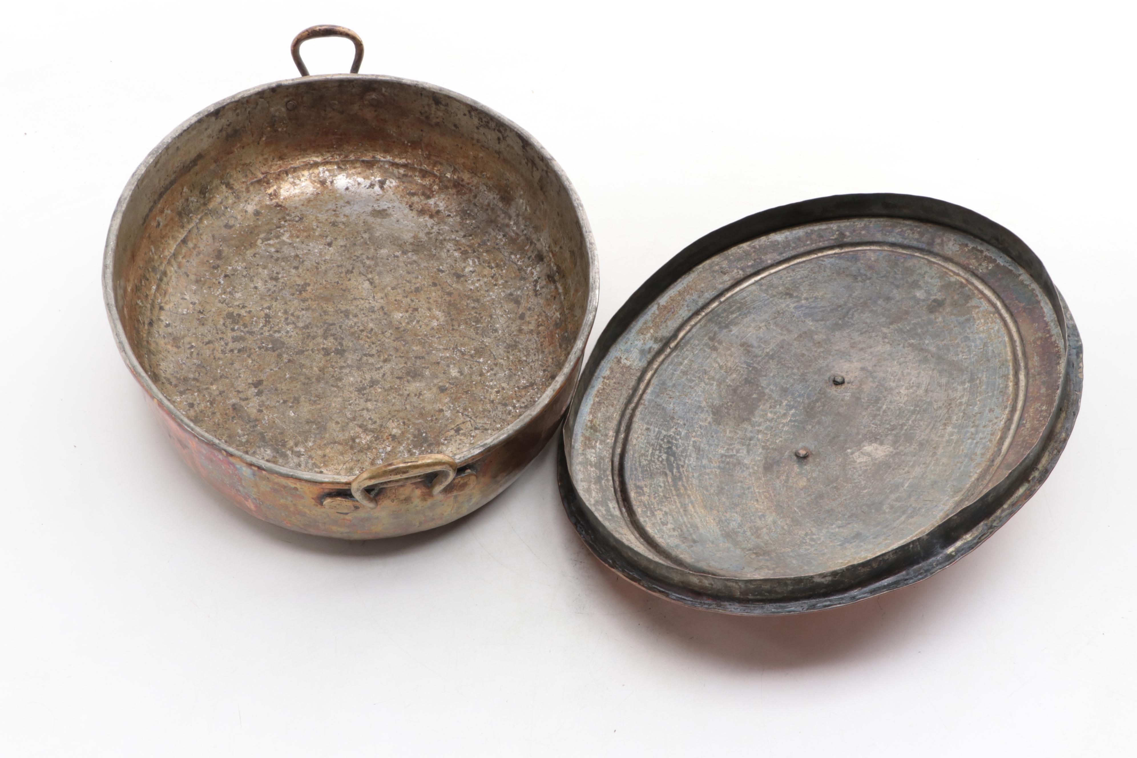 Copper and Brass Handled Casserole Dish