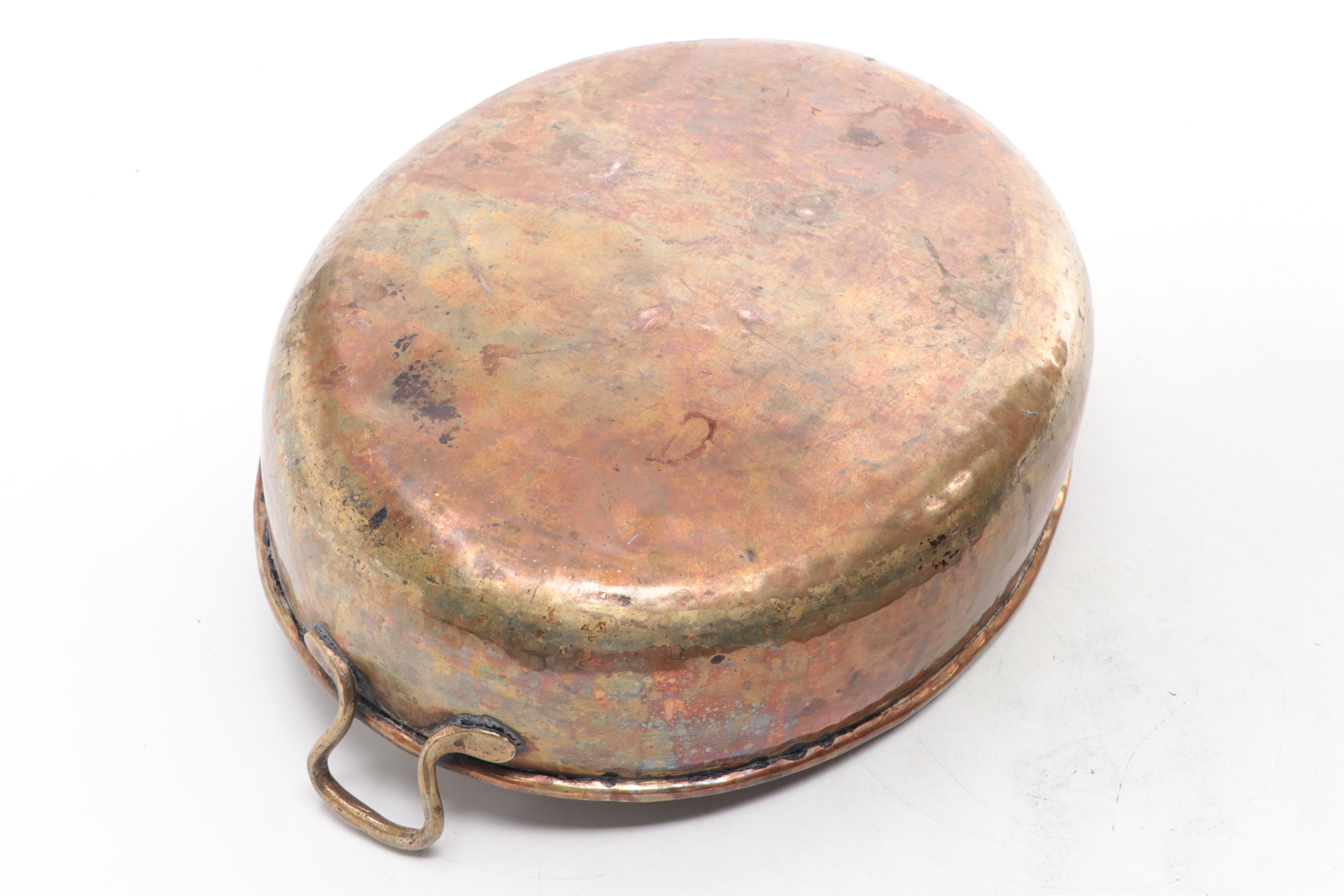 Copper and Brass Handled Casserole Dish