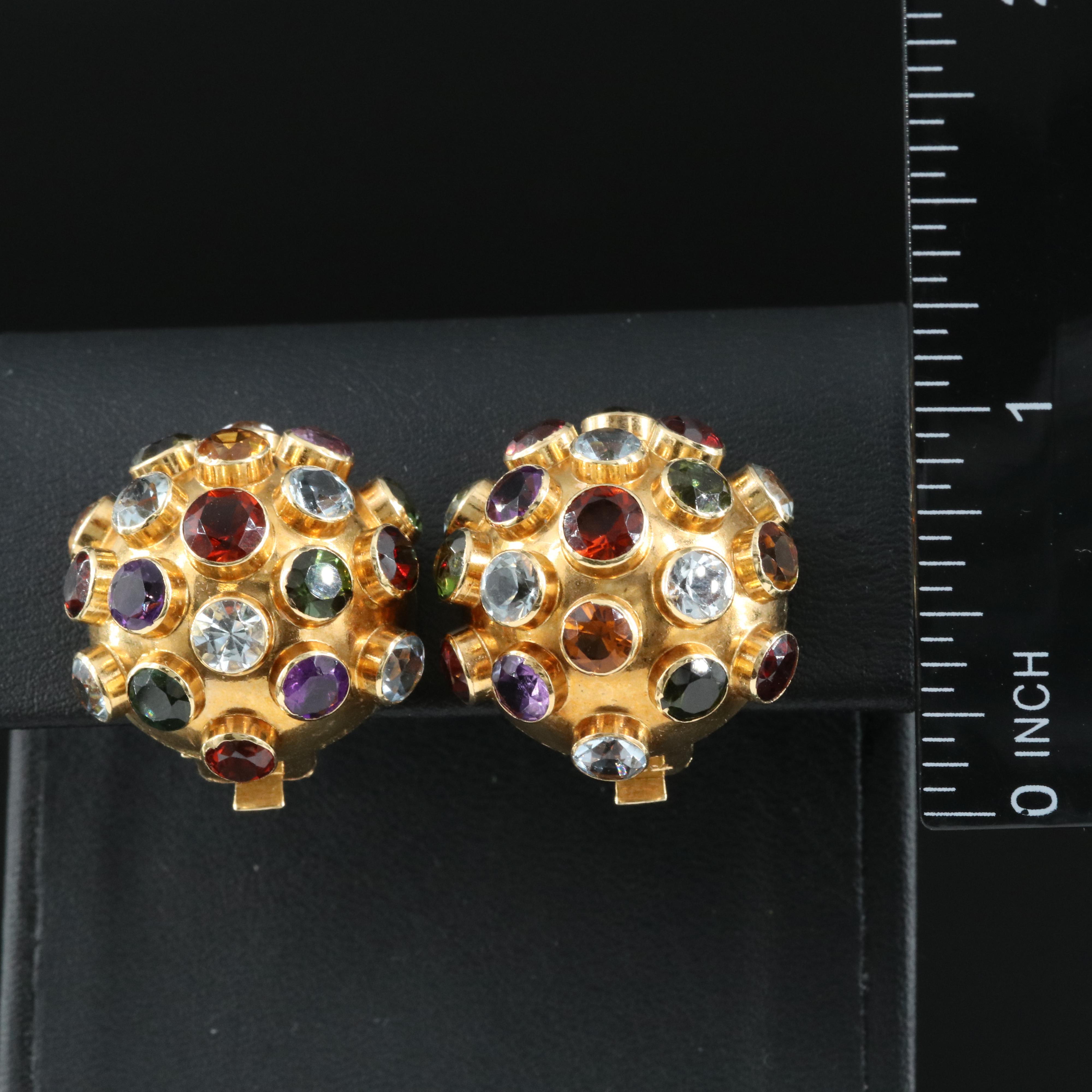 H. Stern 18K Sputnik Earrings Featuring Aquamarine, Tourmaline and Citrine