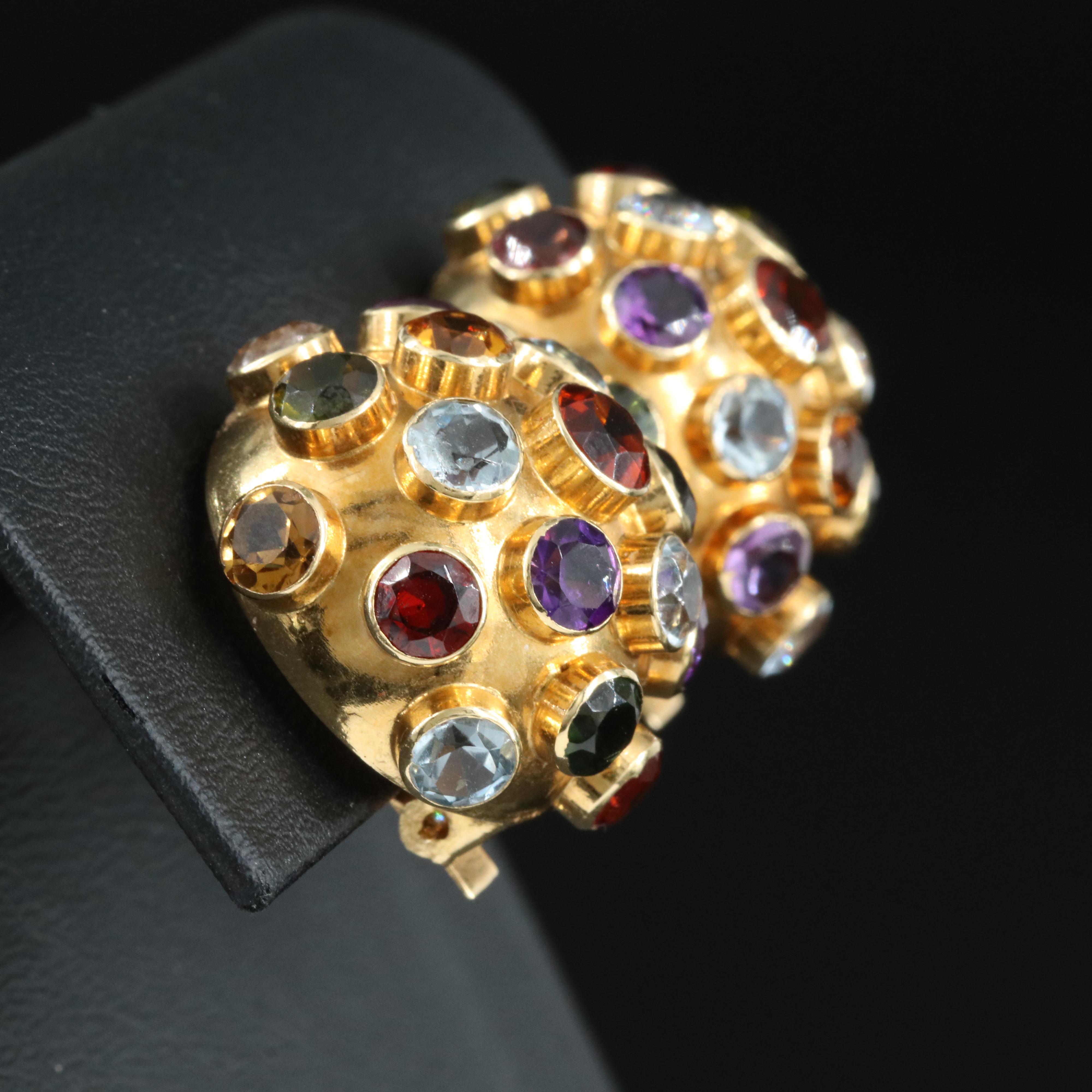 H. Stern 18K Sputnik Earrings Featuring Aquamarine, Tourmaline and Citrine