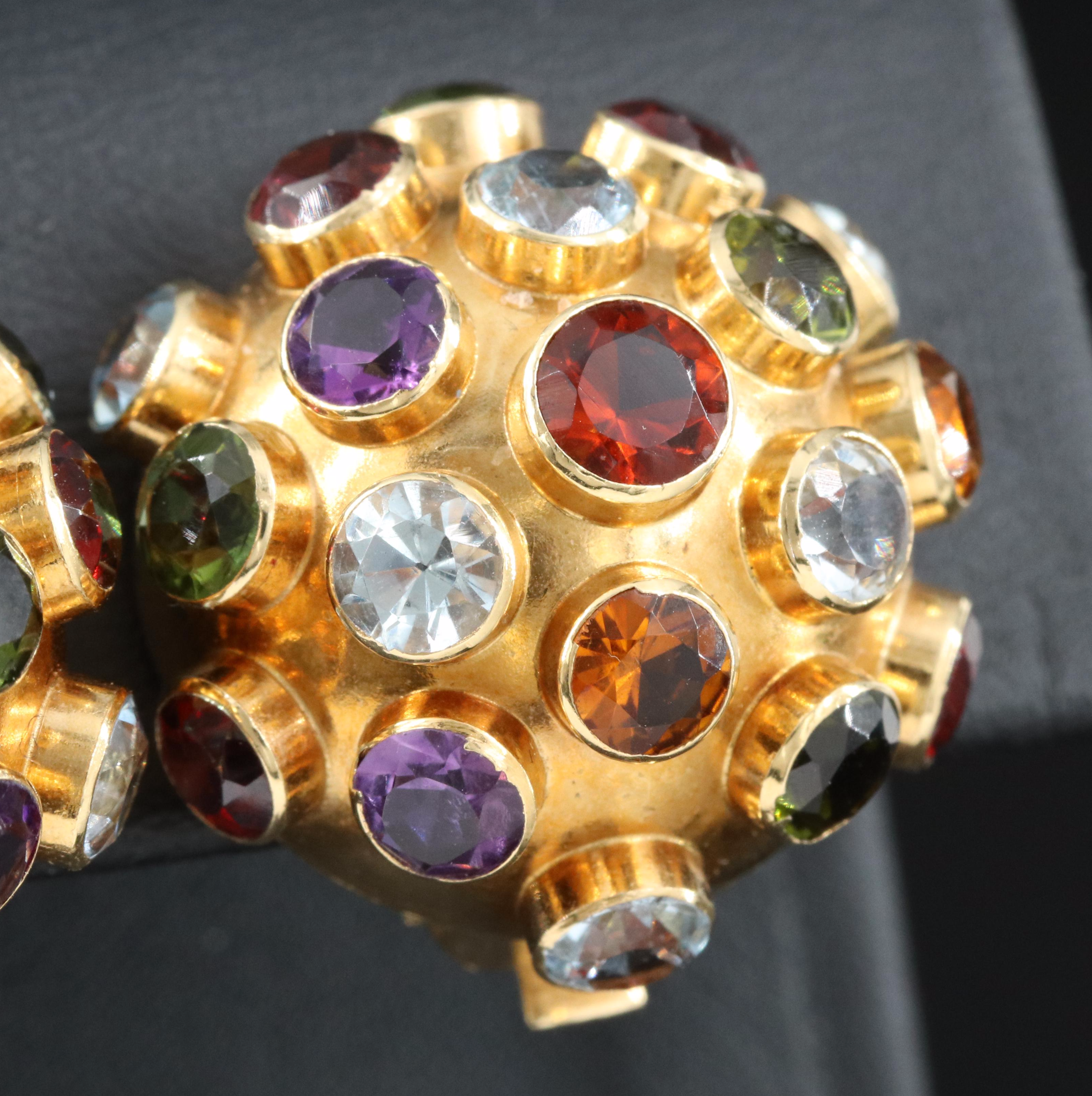 H. Stern 18K Sputnik Earrings Featuring Aquamarine, Tourmaline and Citrine