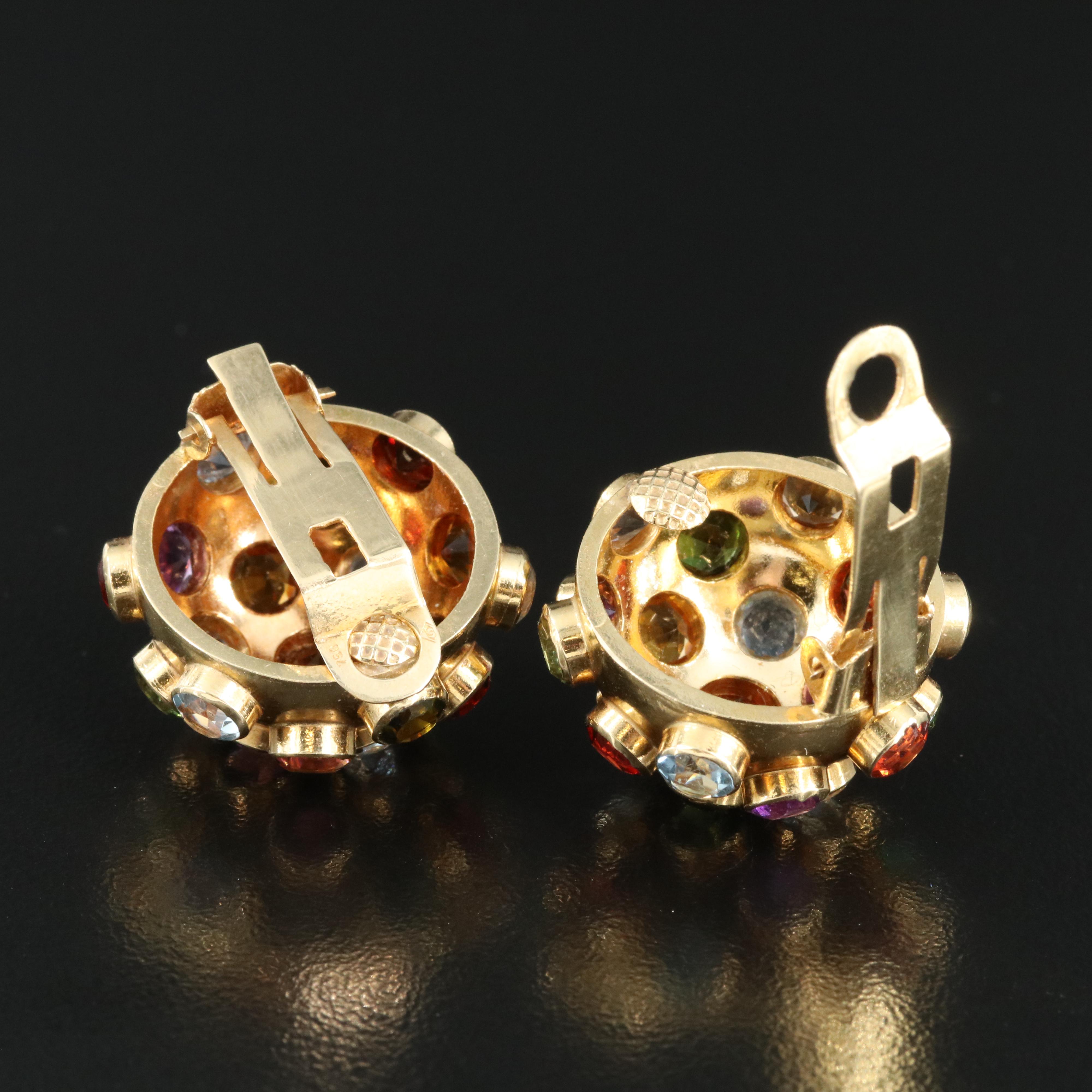 H. Stern 18K Sputnik Earrings Featuring Aquamarine, Tourmaline and Citrine